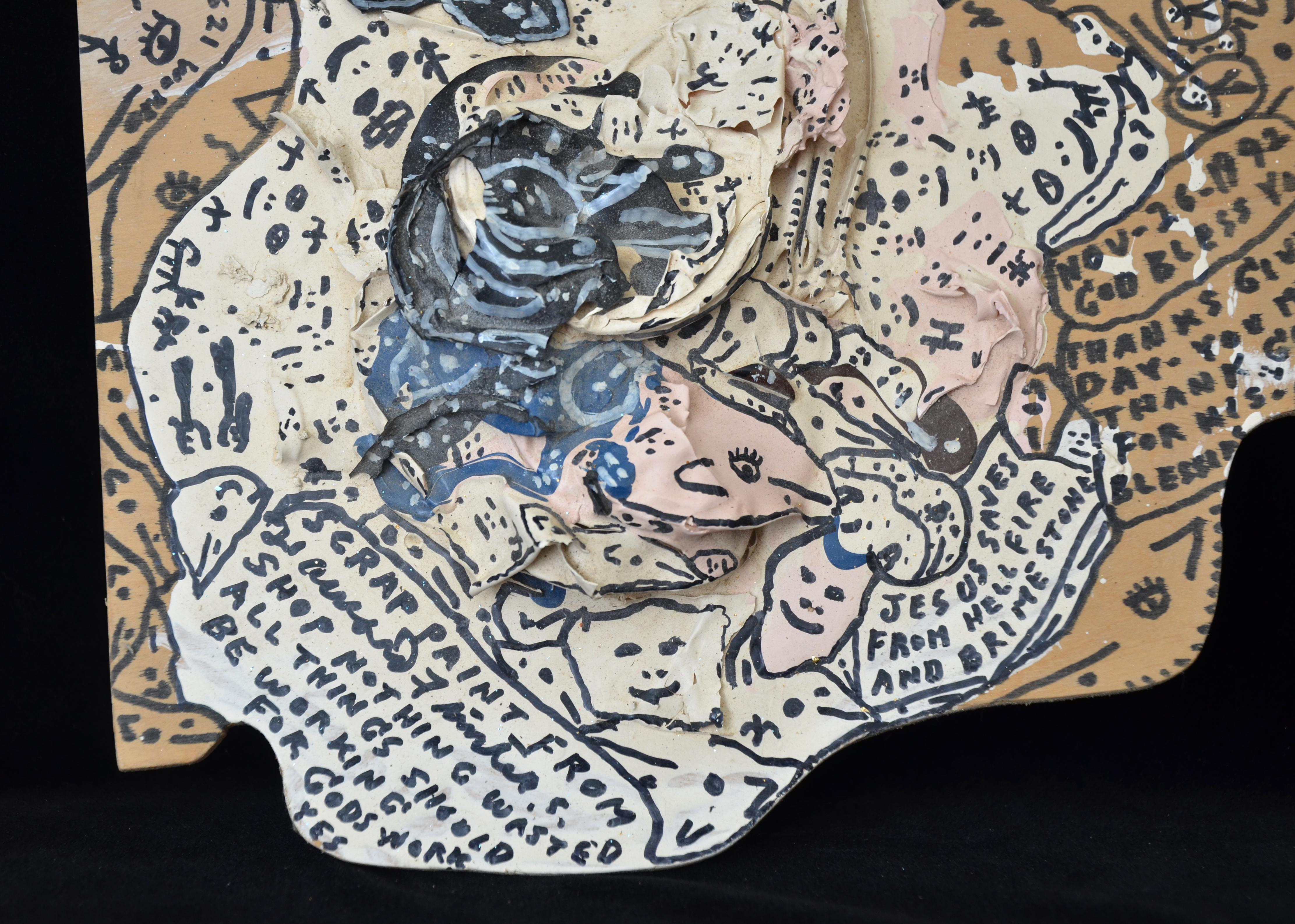 Rev. Découpage mural en bois peint de Howard Finster, 1992 en vente 1