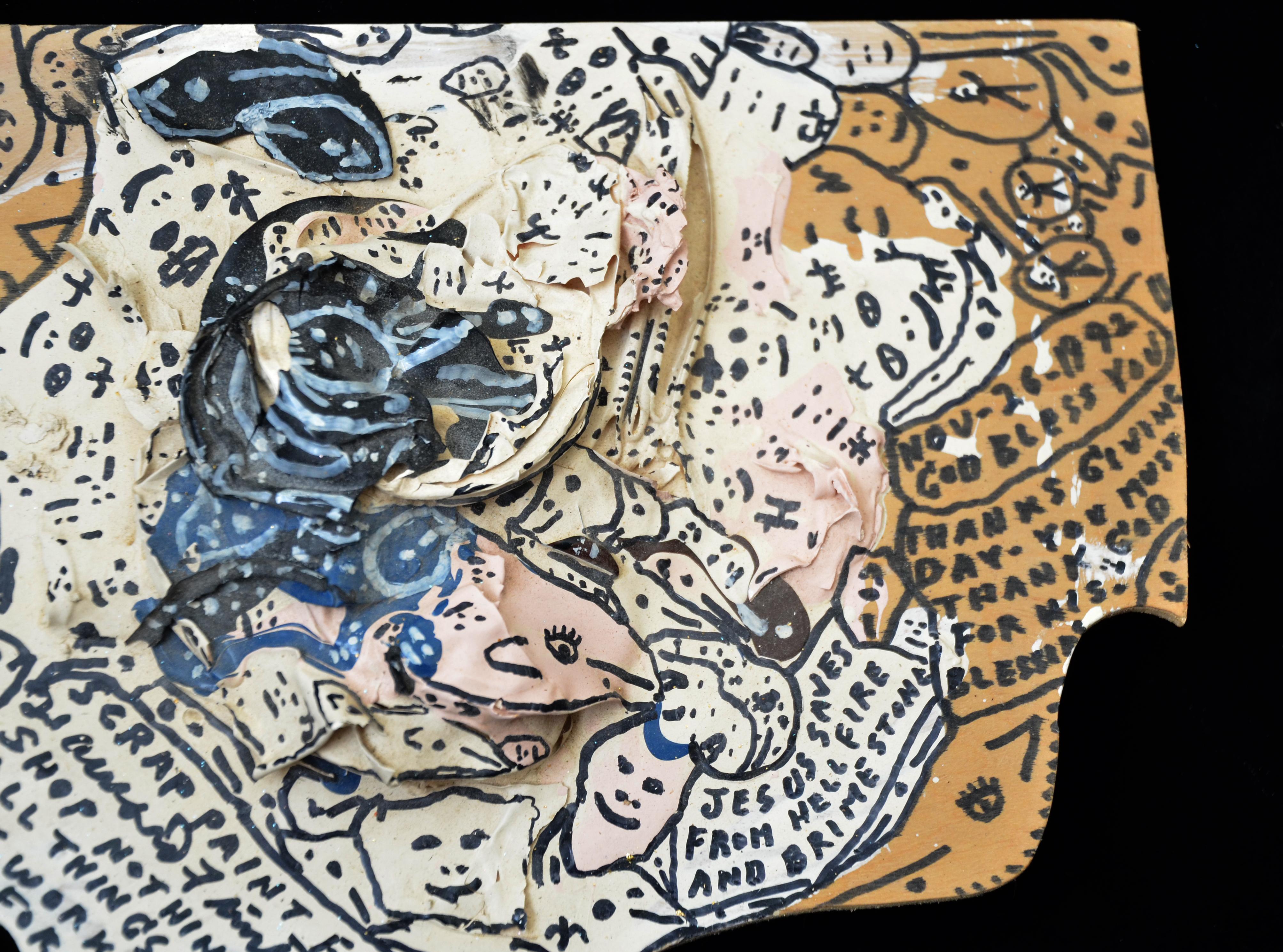 Rev. Découpage mural en bois peint de Howard Finster, 1992 en vente 2