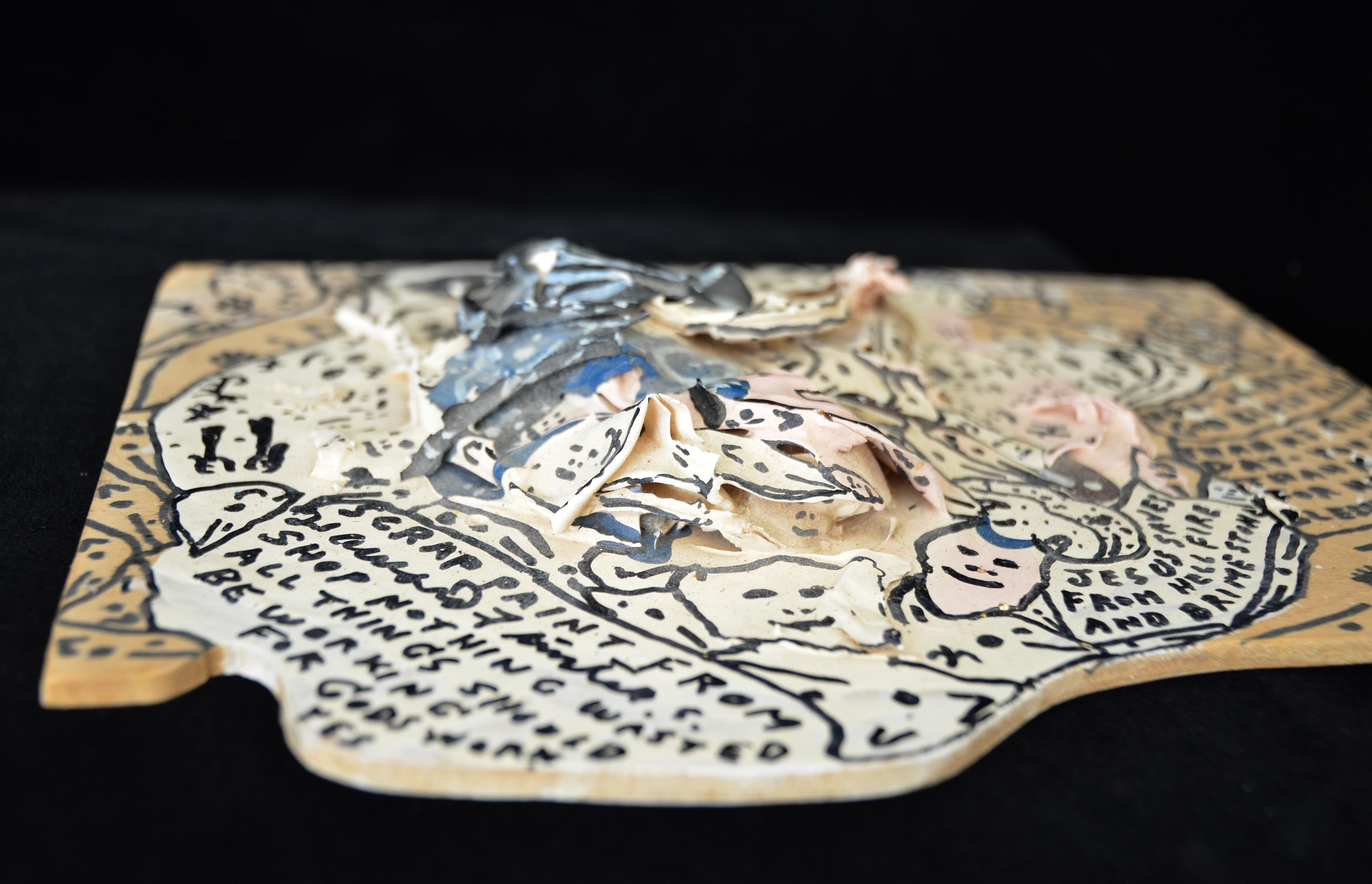 Rev. Découpage mural en bois peint de Howard Finster, 1992 en vente 4