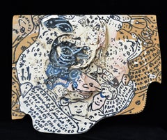 Rev. Howard Finster Ritaglio di legno dipinto a parete, 1992