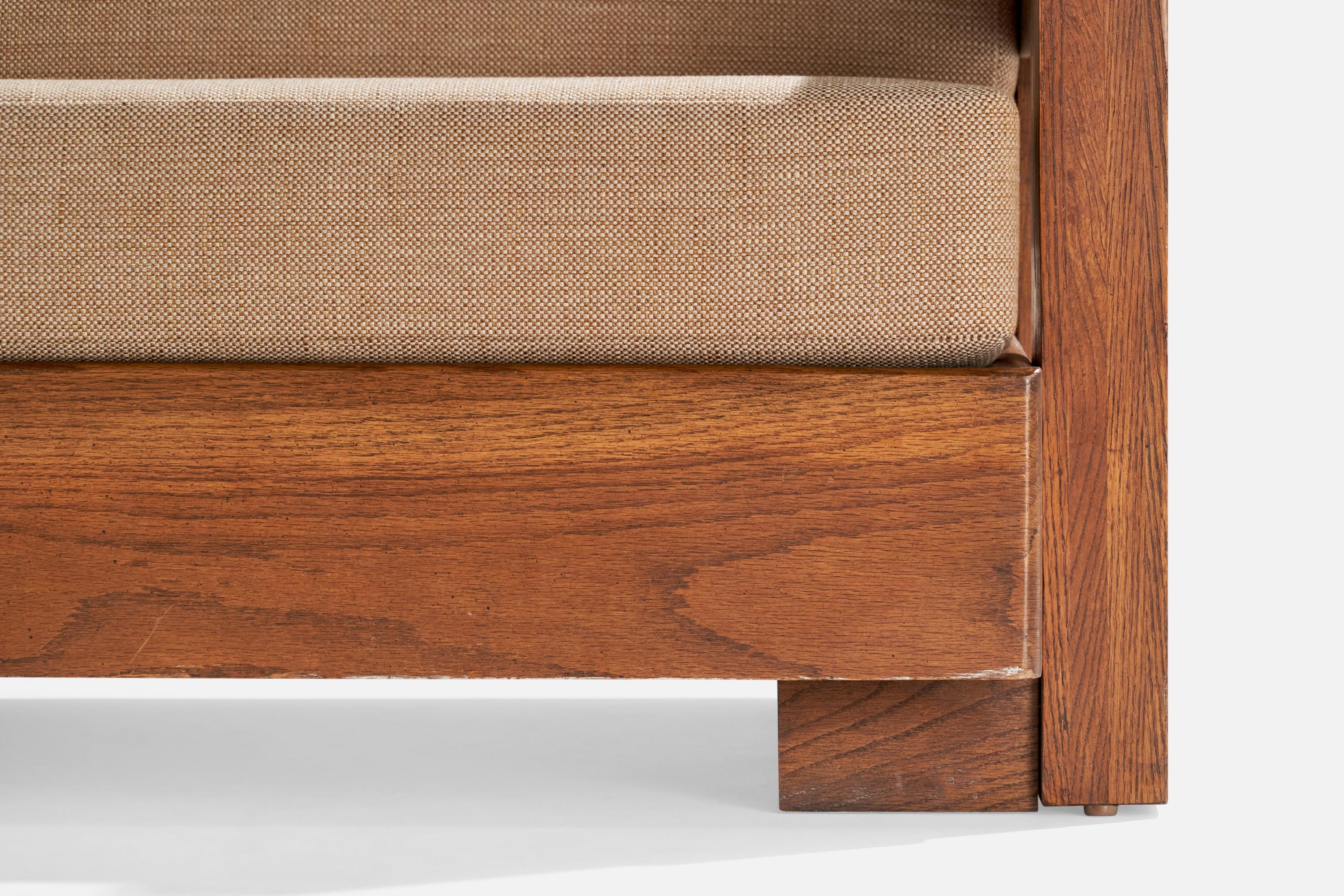 Howard Furniture, Sofá, Roble, Tela, EE.UU., Década de 1950 en venta 7
