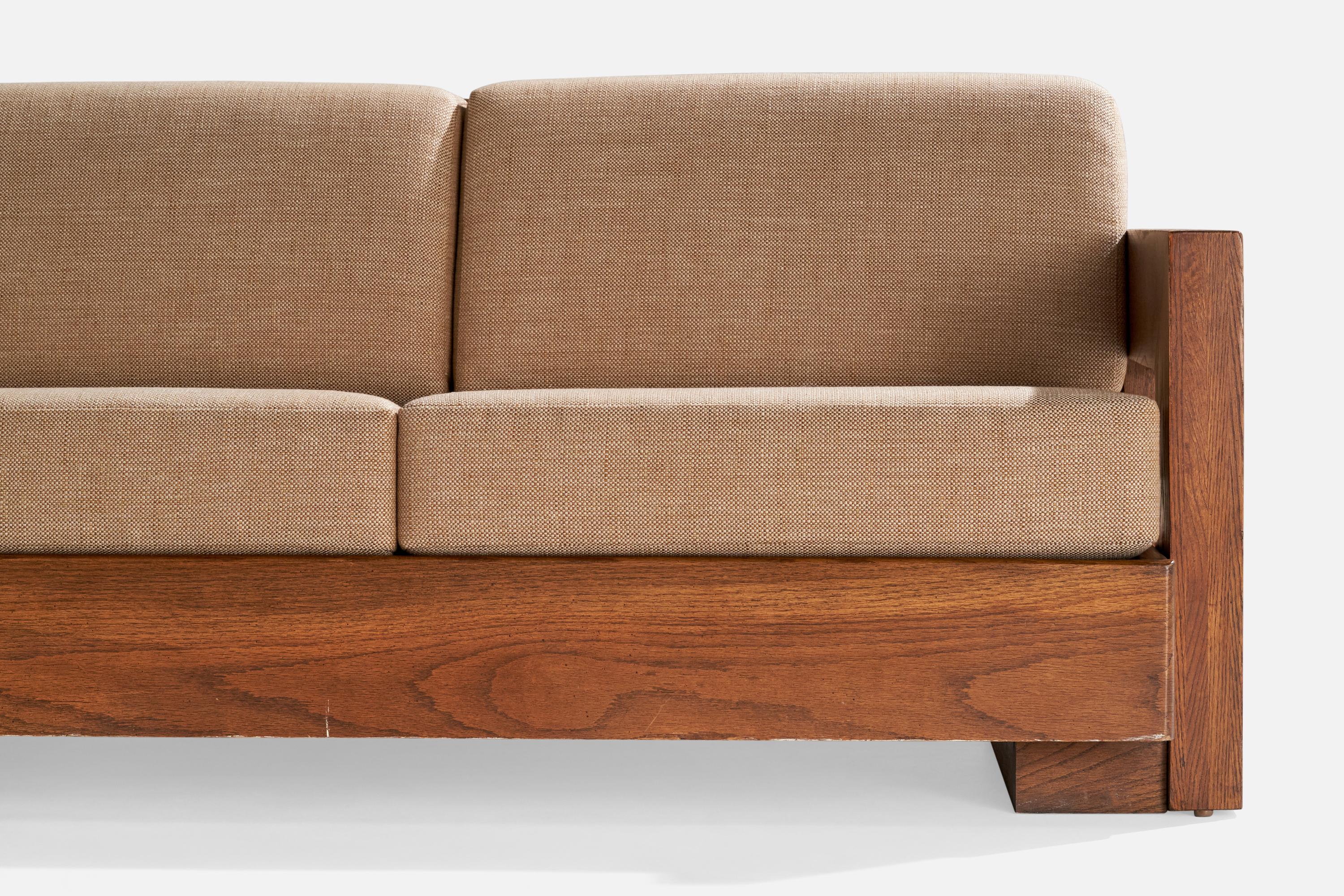Howard Furniture, Sofá, Roble, Tela, EE.UU., Década de 1950 en venta 3