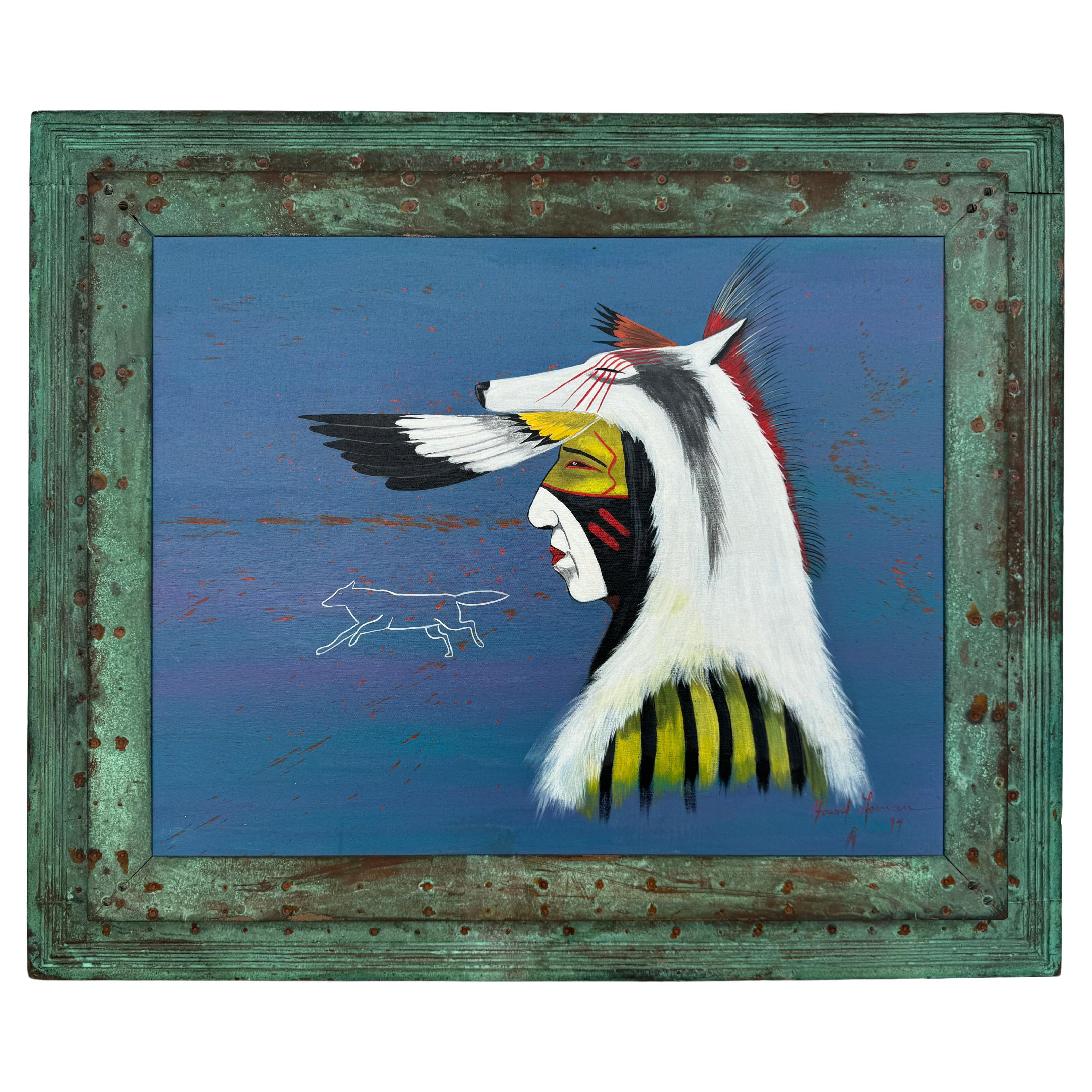 Howard Gorman Comanche Lone Wolf Öl auf Leinwand 33,5" x 27,5:" im Angebot