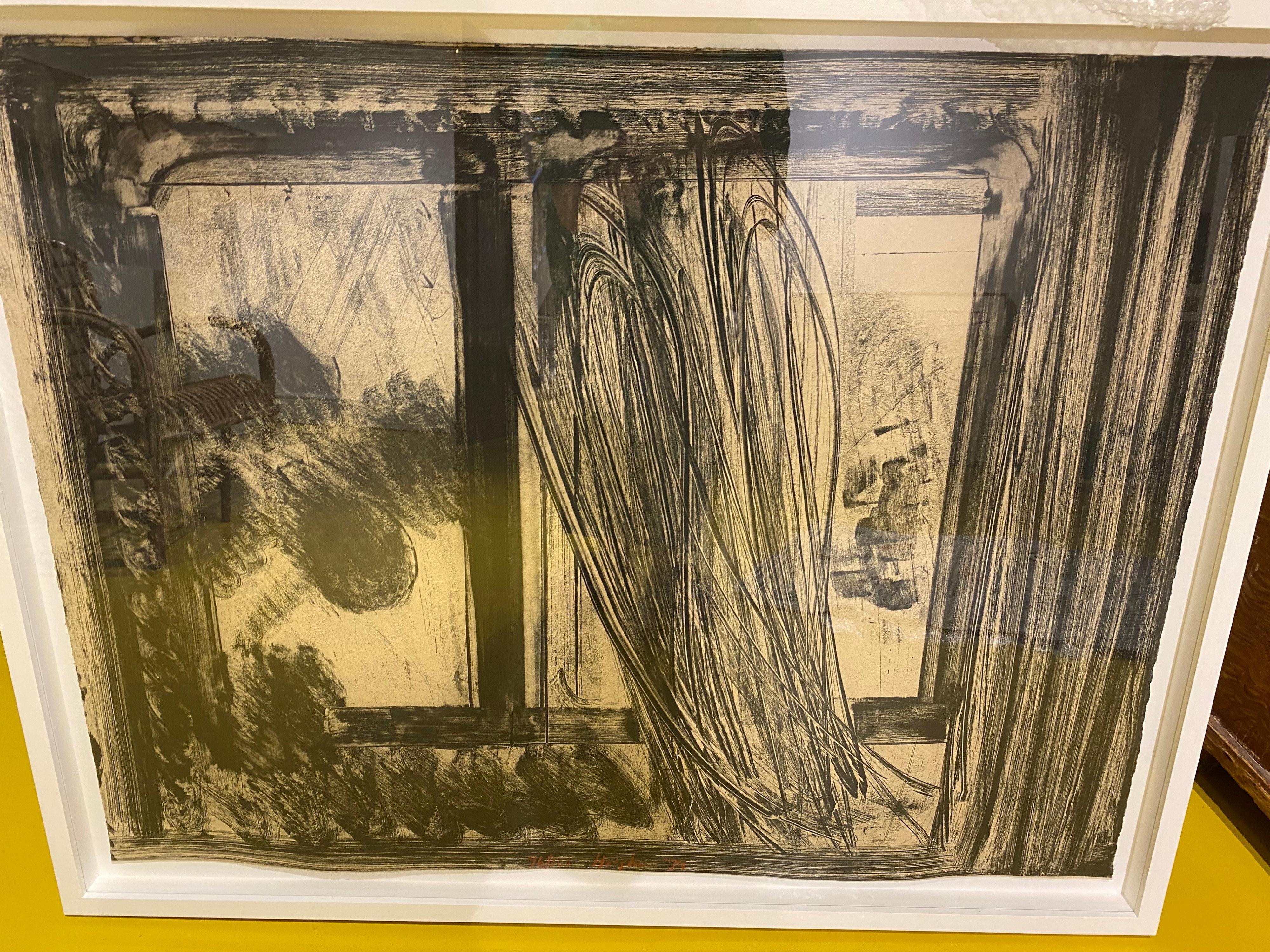 1979
Edition 96/100
Soft-ground etching from one copper plate printed in black. On buff BFK Rives mould-made paper.
Signed and dated in red, lower centre
From the series ‘In the Museum of Modern Art’ (4 etchings)
H84 x W108 cm 