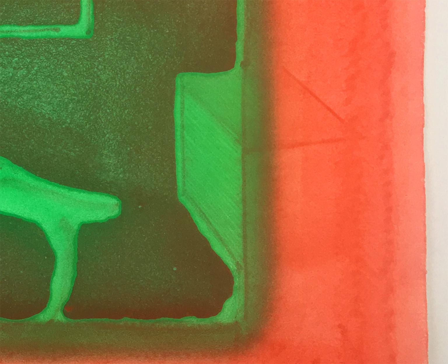 A Furnished Room Howard Hodgkin, colorful abstract red green interior scene For Sale 1