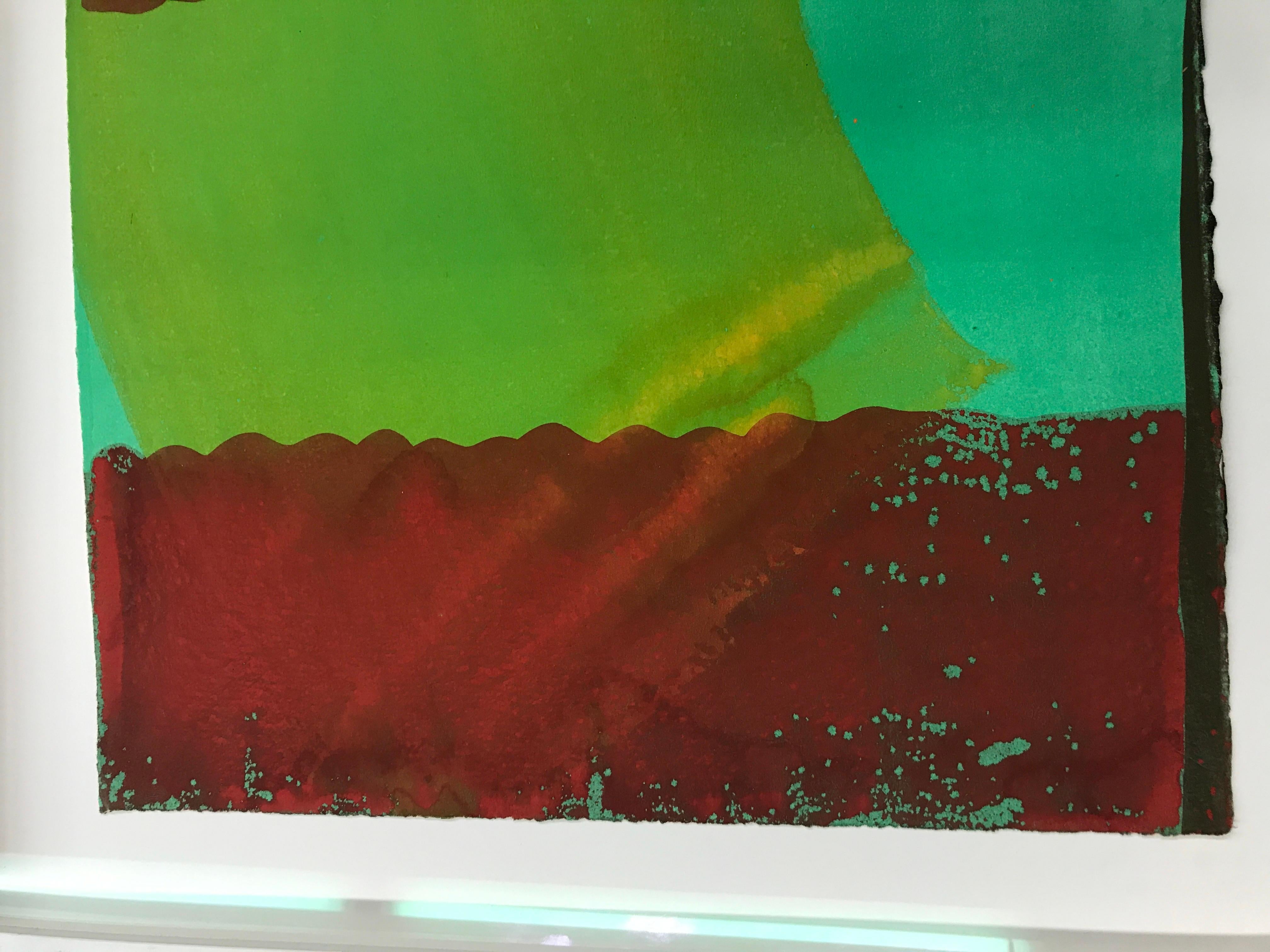 Ein hervorragender Abdruck dieser Farblithographie mit Handkolorierung in Aquarell und Gouache auf Velin Arches Büttenpapier. Signiert, datiert und nummeriert 88/90 in Bleistift von Hodgkin. Gedruckt von Sky Editions, London. Herausgegeben von