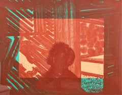 Artist and Model, Signed Colorful Surrealist Etching by Howard Hodgkin