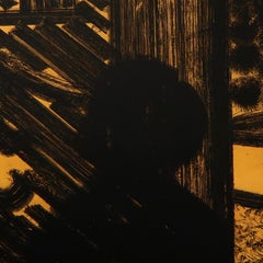 Künstler und Model Howard Hodgkin abstrahierte orangefarbene und schwarze Aquarell-Gouache