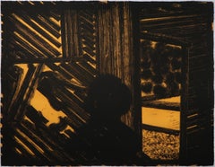 Artista y modelo Howard Hodgkin acuarela gouache abstracta naranja y negra