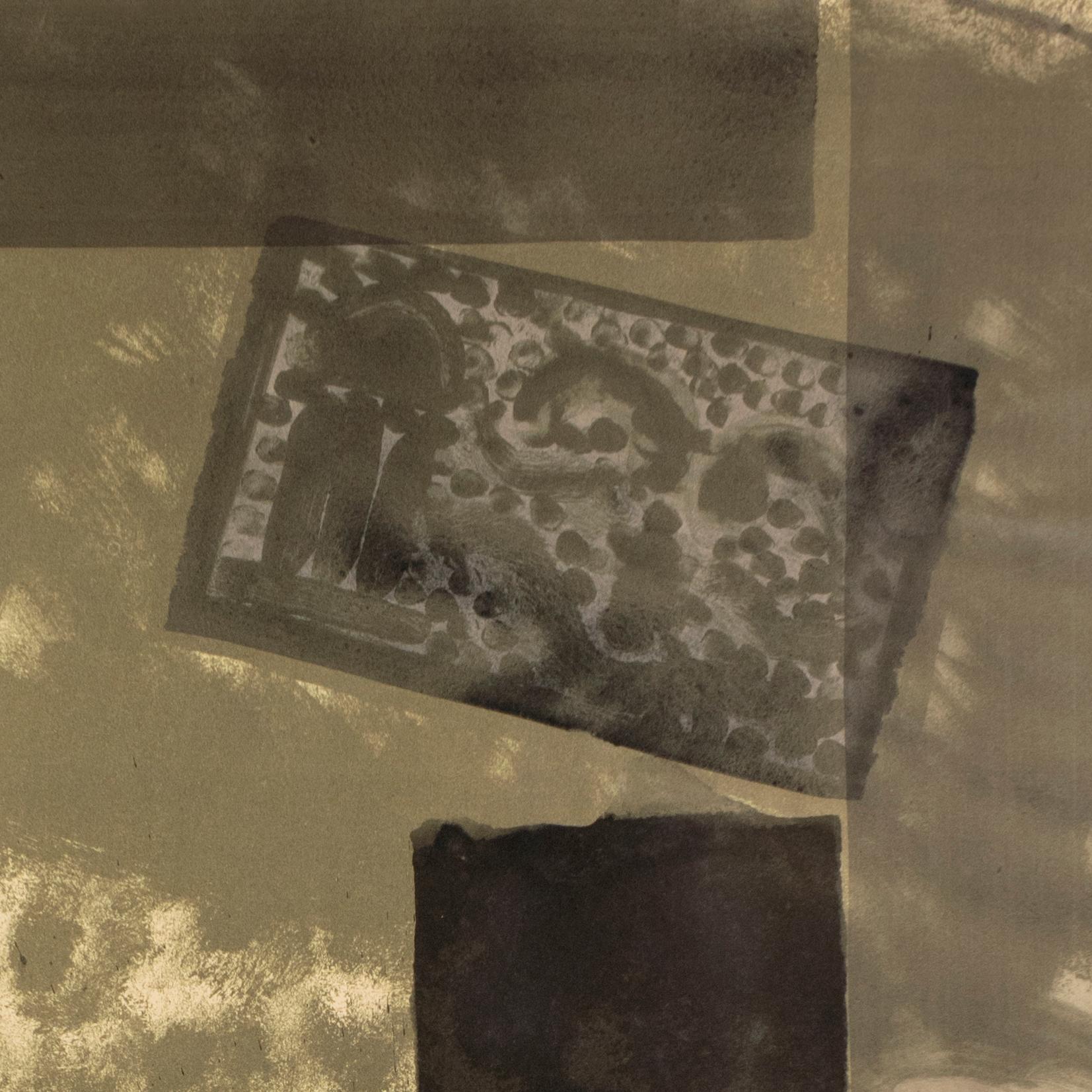 Luz de luna negra: retrato abstracto en aguada y acuarela negra, blanca y gris en venta 1