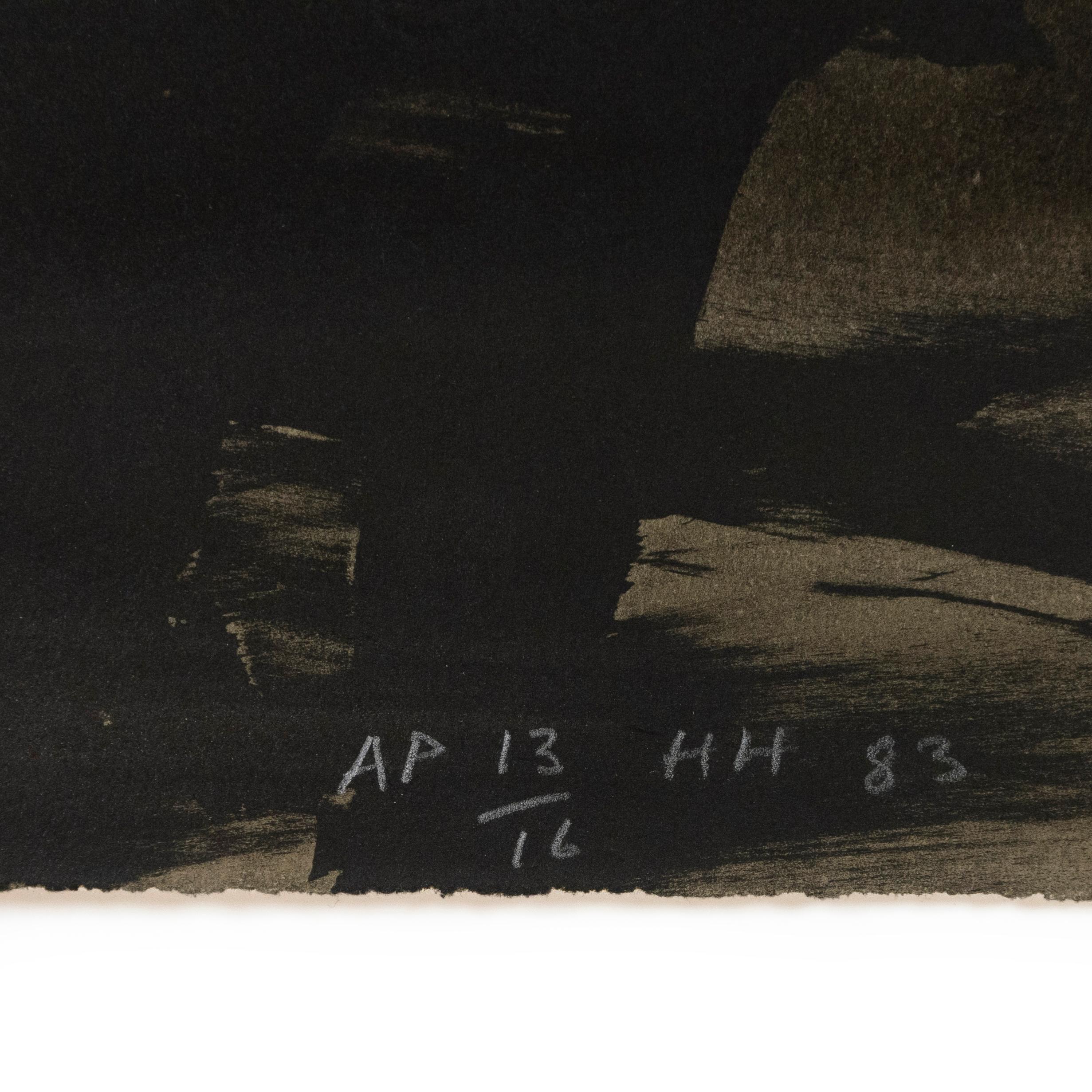 sang : Howard Hodgkin - Peint à la main - Abstrait - Rouge - Brun - Corail et noir  en vente 1