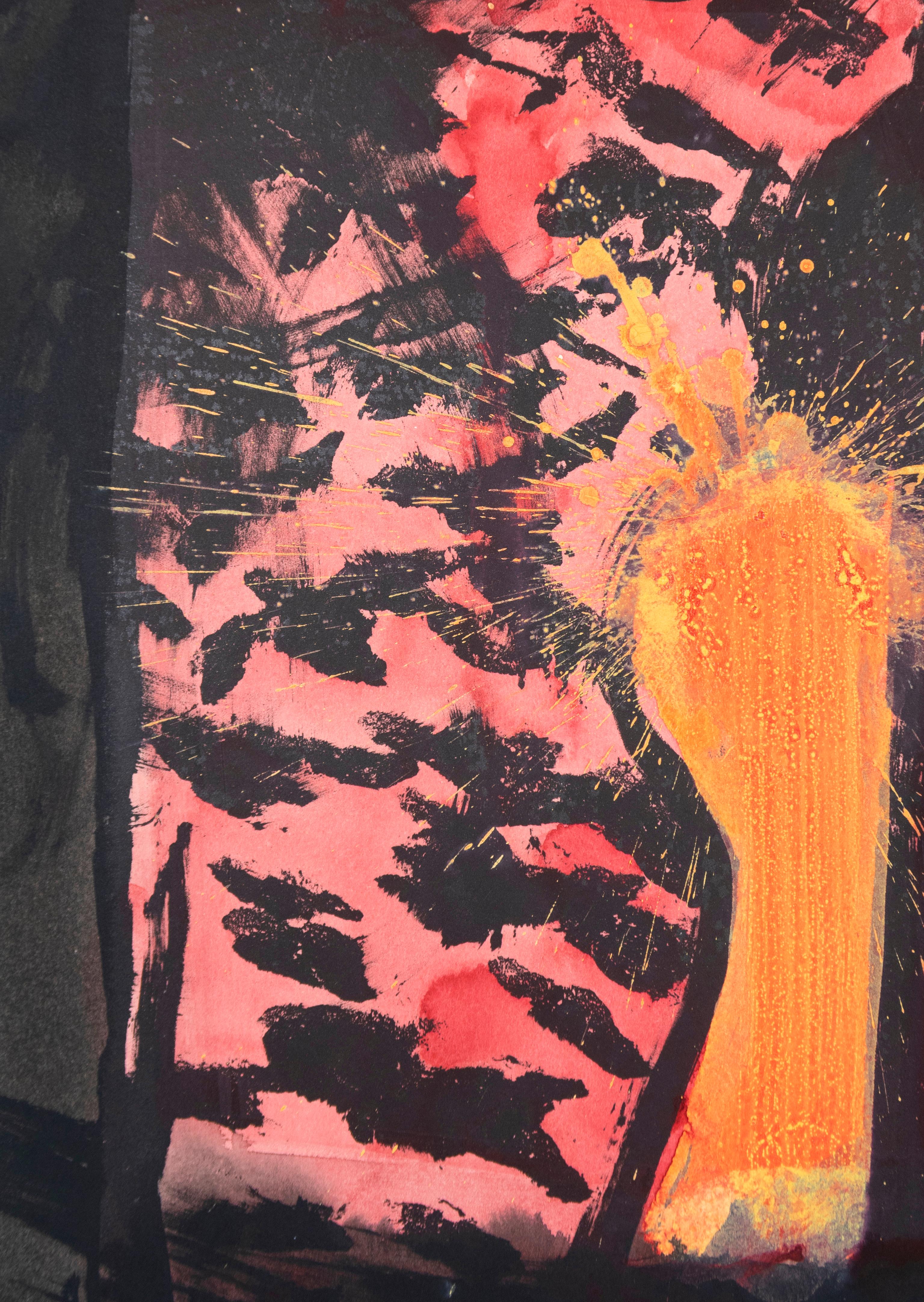 sang : Howard Hodgkin - Peint à la main - Abstrait - Rouge - Brun - Corail et noir  en vente 5