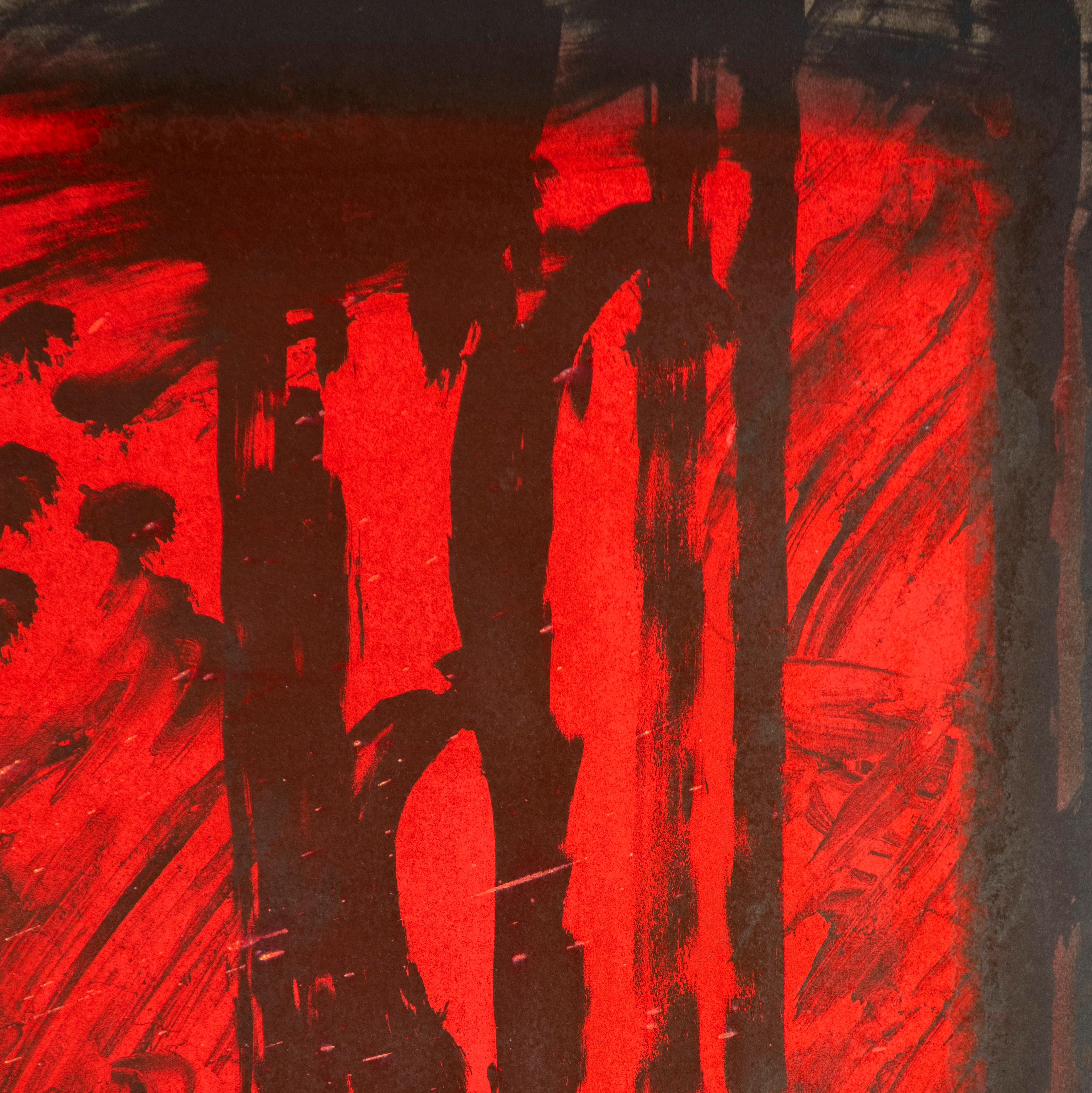 sang : Howard Hodgkin - Peint à la main - Abstrait - Rouge - Brun - Corail et noir  en vente 6