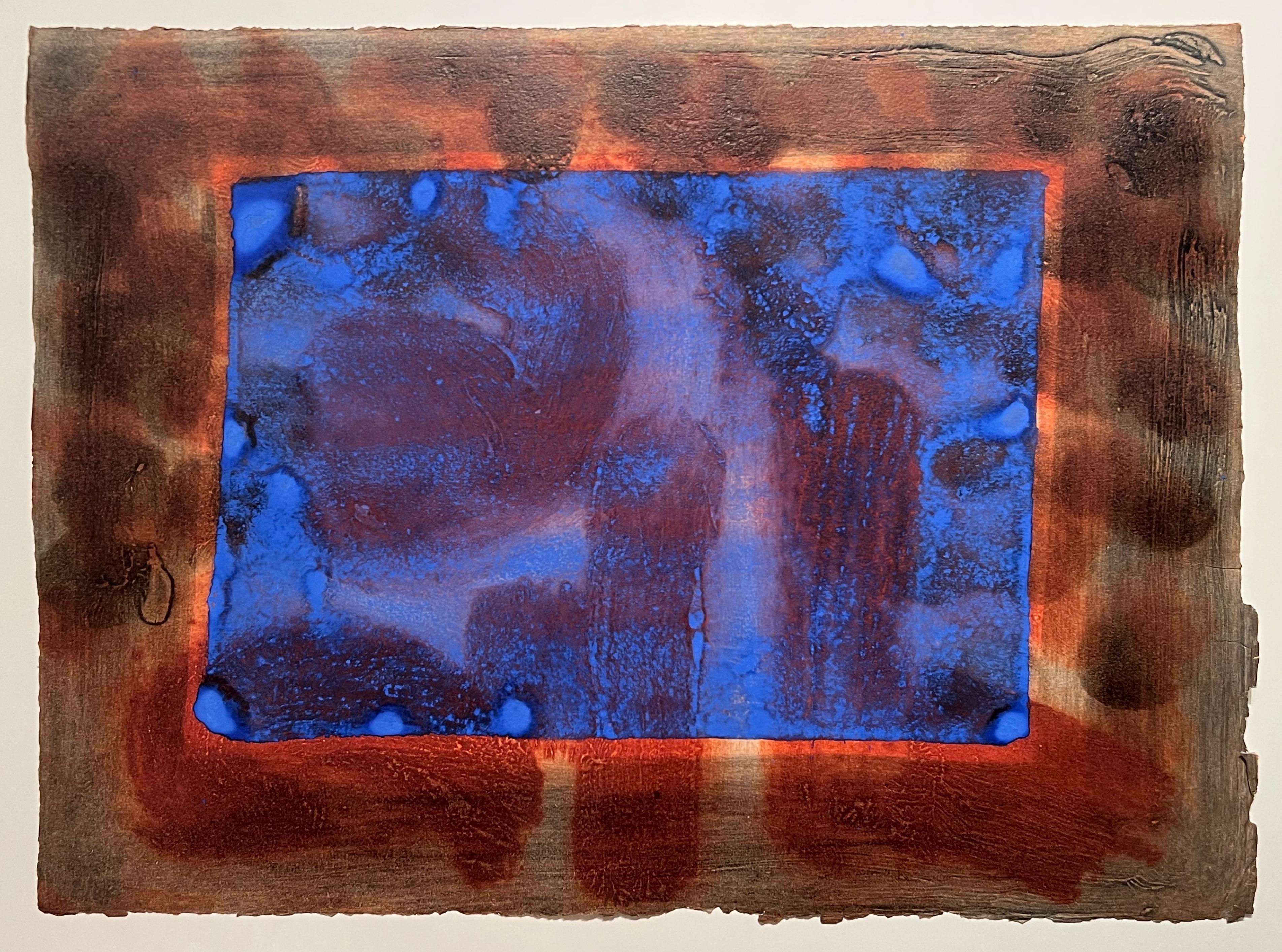 Arguably the greatest colorist of his generation, Howard Hodgkin created the exquisite, Blue Listening Ear in 1986 as a lift-ground etching and aquatint with carborundum and hand-coloring.  Initialed in pencil, dated and numbered, this artwork