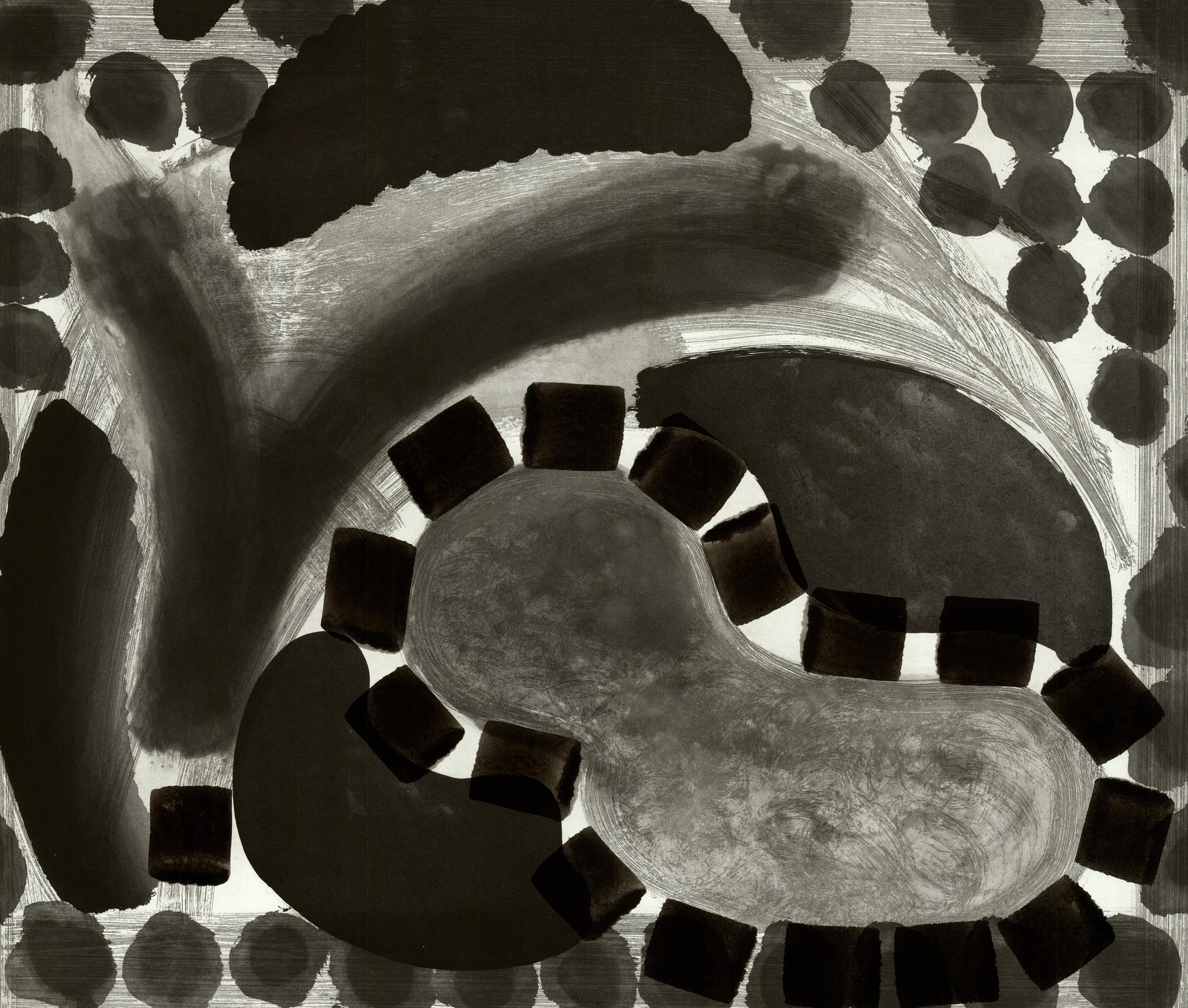 La piscina de David de noche - Grabado, Arte abstracto, Arte contemporáneo, Aguafuerte, Hodgkin - Print Abstracto de Howard Hodgkin