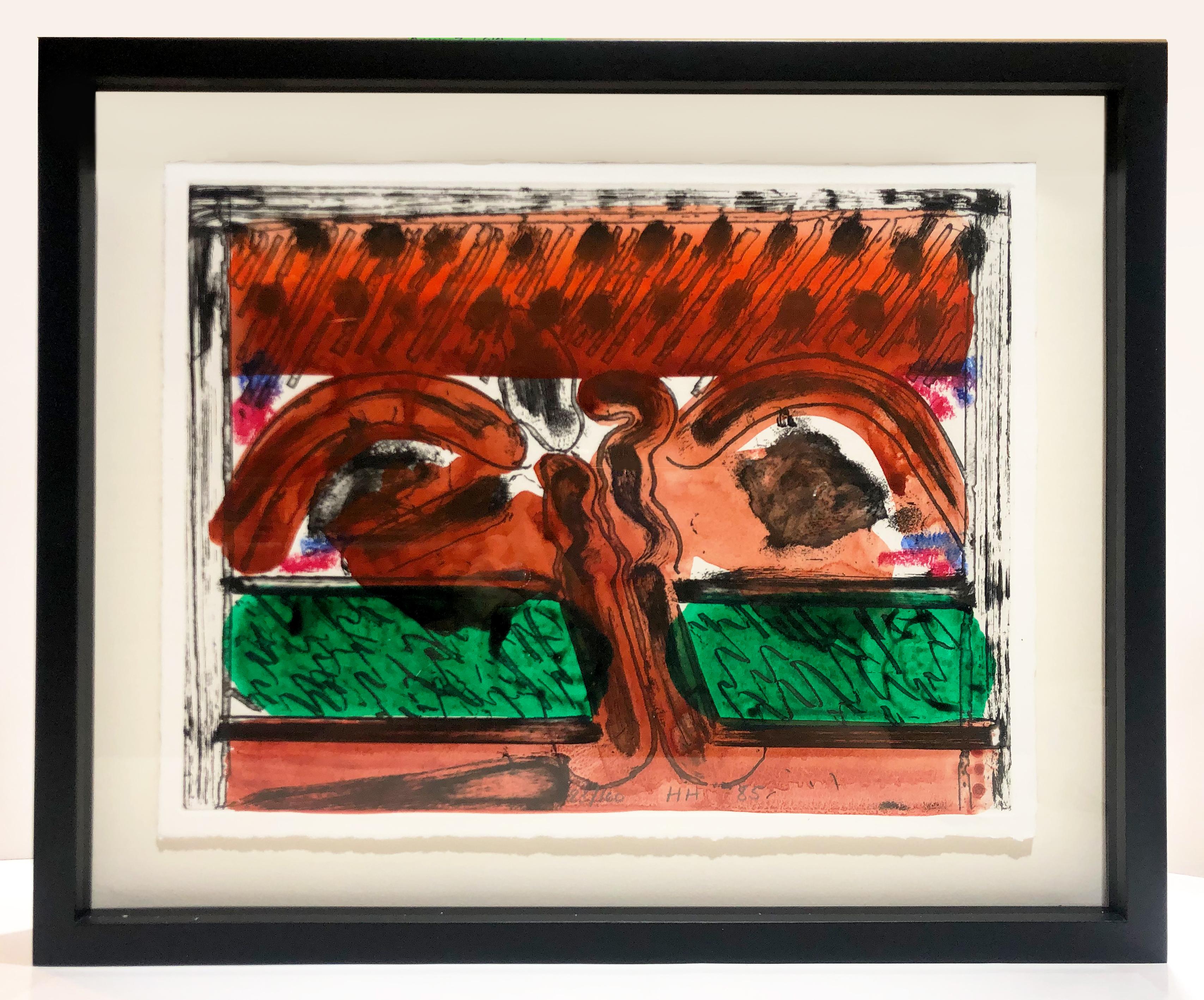 DH in Hollywood (David Hockney) Howard Hodgkin colorful abstract painting framed