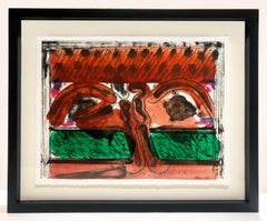Vintage DH in Hollywood (David Hockney) Howard Hodgkin colorful abstract painting framed