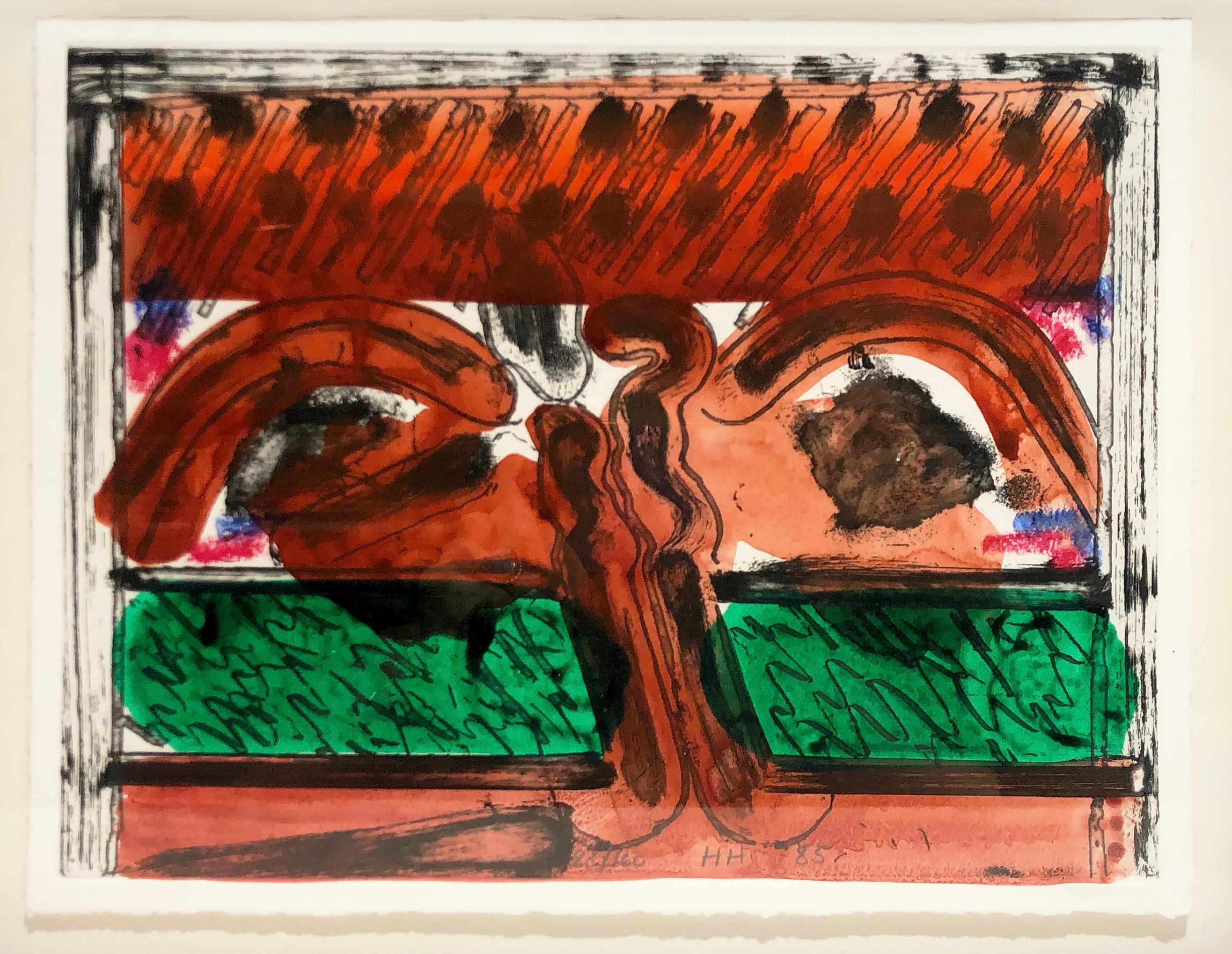 Peinture abstraite colorée encadrée Howard Hodgkin DH à Hollywood (David Hockney) en vente 6