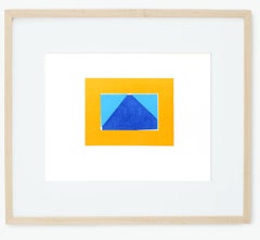 Howard Hodgkin Serigrafia originale del 1971 Stampa geometrica blu arancione con cornice iniziale