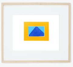 Sérigraphie originale de Howard Hodgkin en soie, motif géométrique bleu orangé avec cadre précoce, 1971 