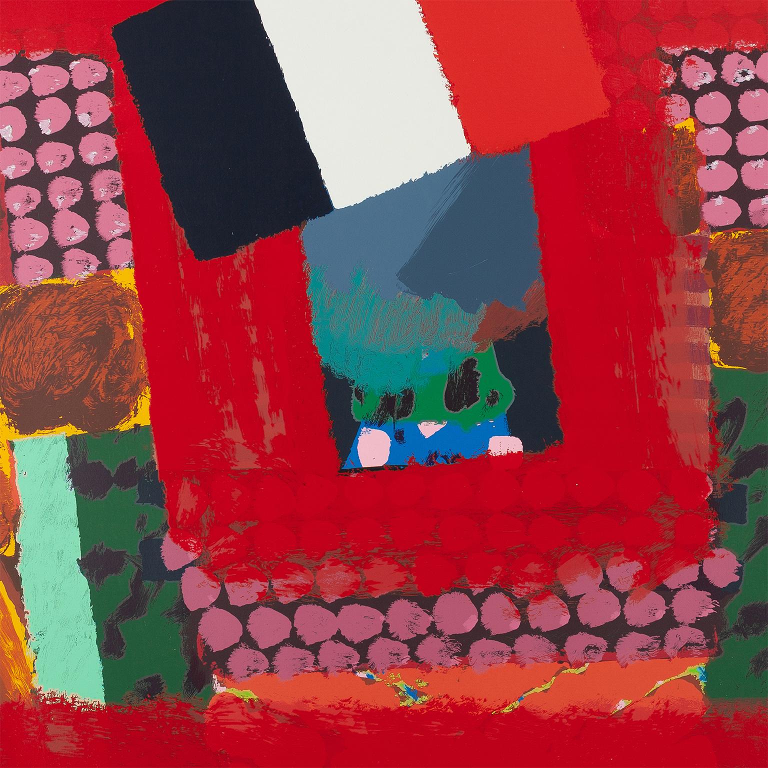 In a French Restaurant (Knoedler Gallery) SIGNED poster colorful expressionist  - Red Abstract Print by (After) Howard Hodgkin