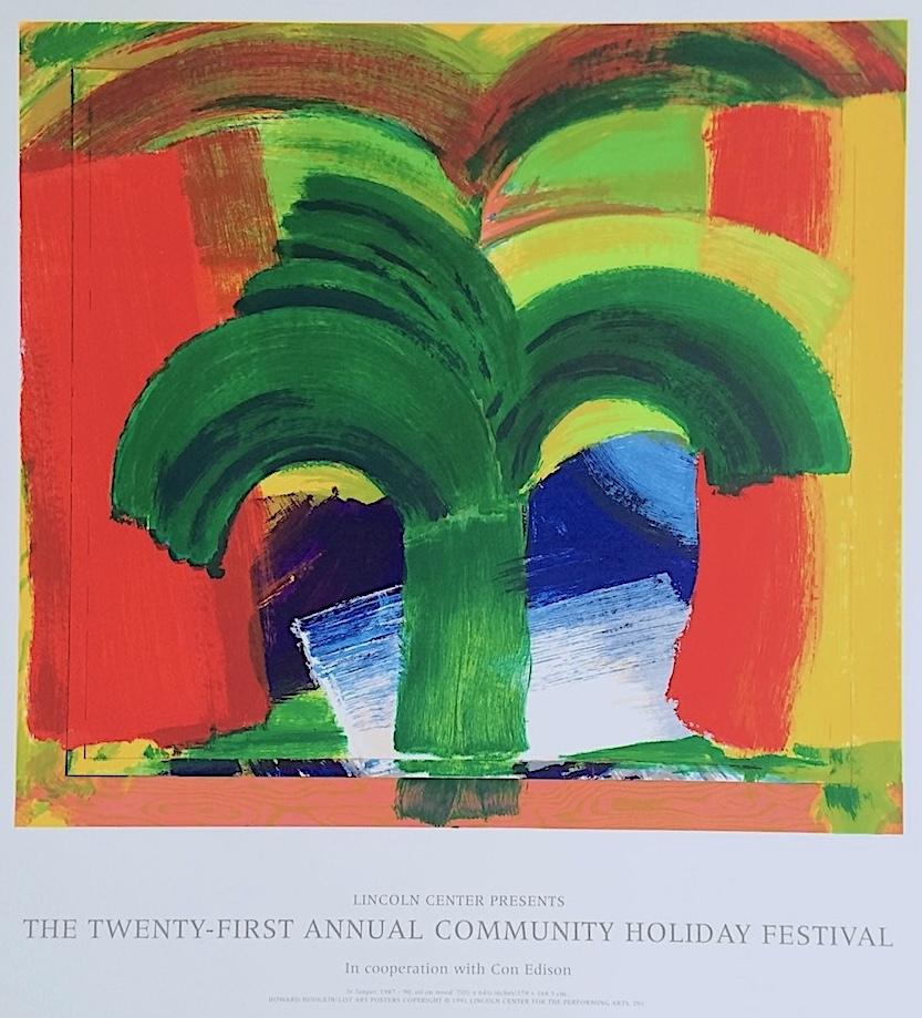 IN TANGIER Hand Pulled Silkscreen, Colorful Abstract Landscape Palm Tree Morocco - Print by Howard Hodgkin