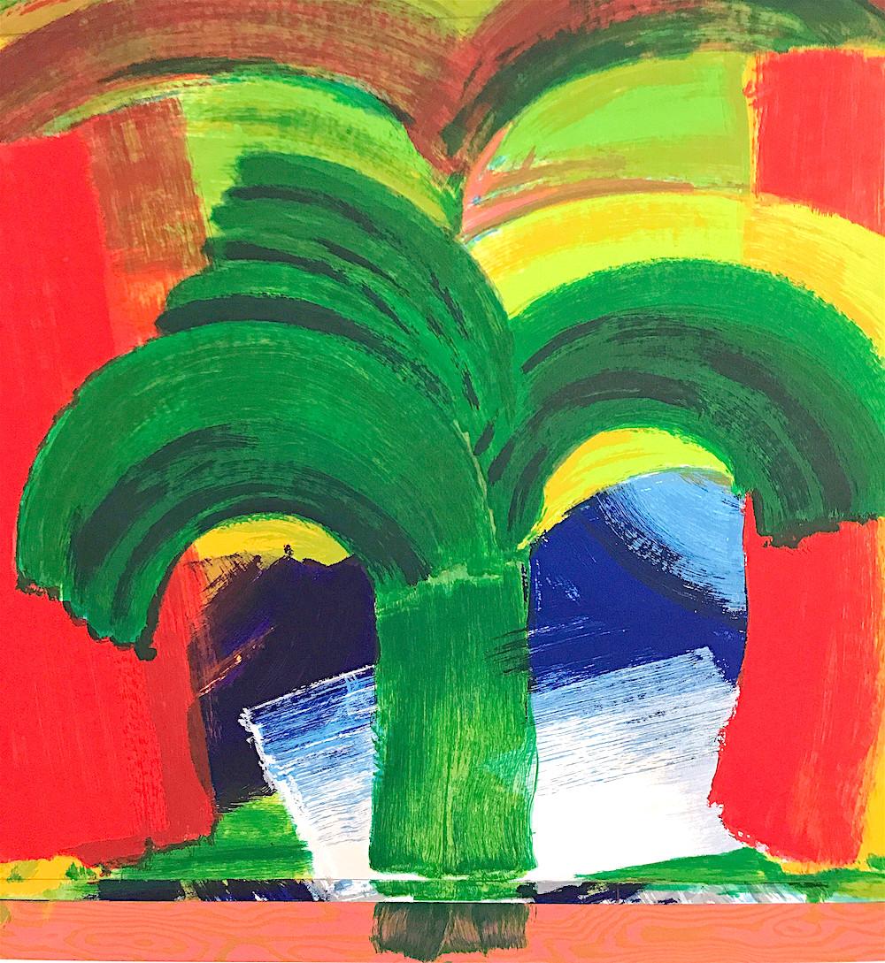IN TANGIER Limited Edition Serigraph, Abstract Art Poster, Palm Tree Morocco - Print by Howard Hodgkin