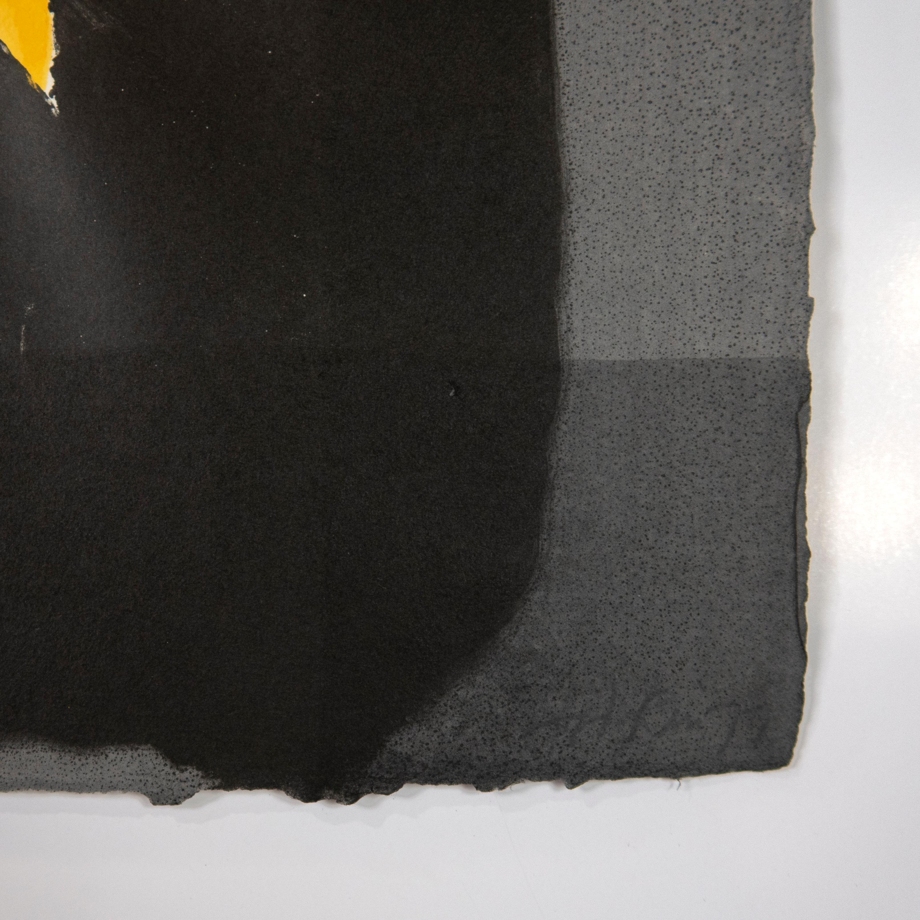 Jarid's Porch von Howard Hodgkin: abstraktes schwarzes Grau und gelbe Gouache  im Angebot 2
