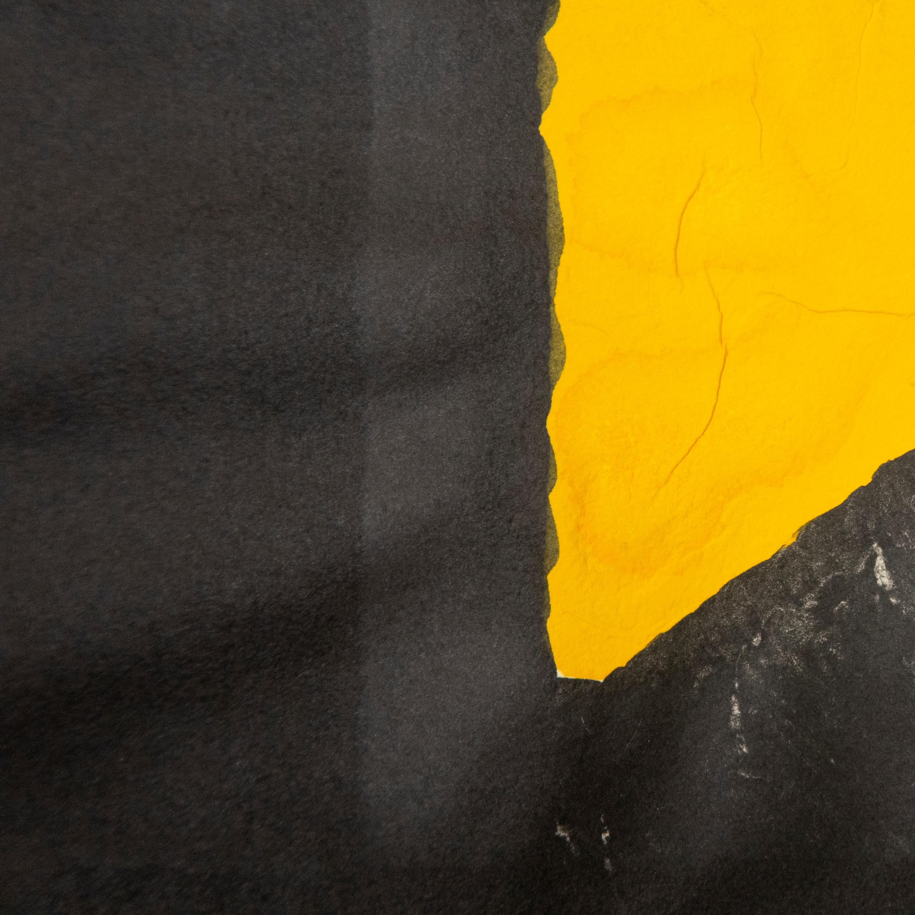 Jarid's Porch von Howard Hodgkin: abstraktes schwarzes Grau und gelbe Gouache  im Angebot 6