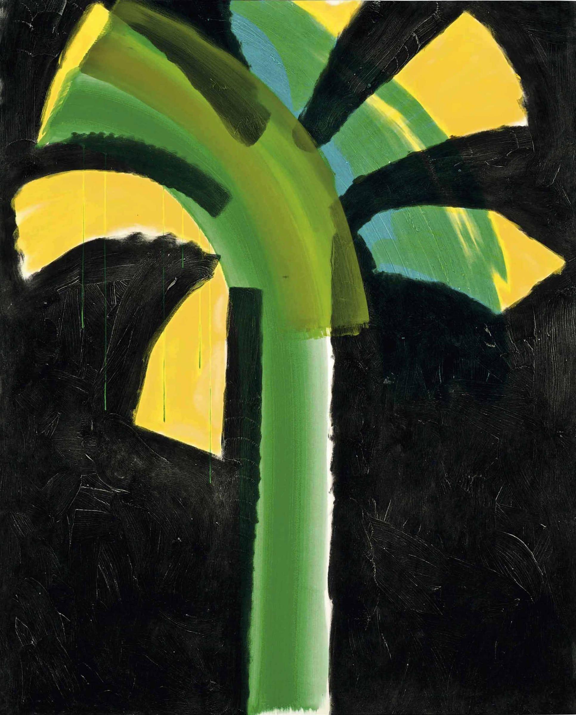 HOWARD HODGKIN
Night Palm, 1990-91
Intaglio print with carborundum printed in black and viridian green, with hand-colouring in two shades of cadmium yellow and two shades of green egg tempera, on Velin Arches wove
Signed, dated and inscribed