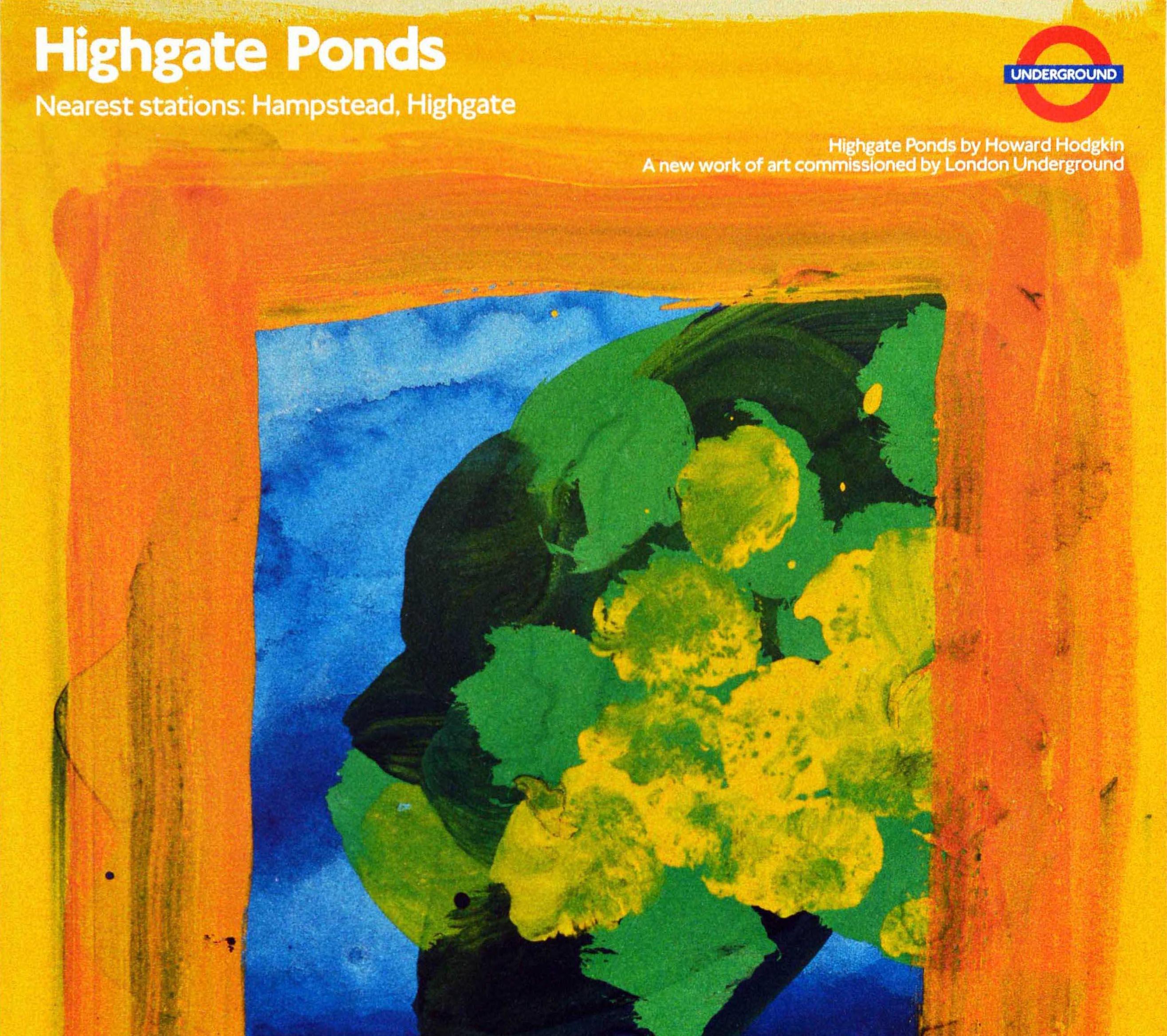 Original Vintage London Underground Poster LT Highgate Ponds Howard Hodgkin Art For Sale 1