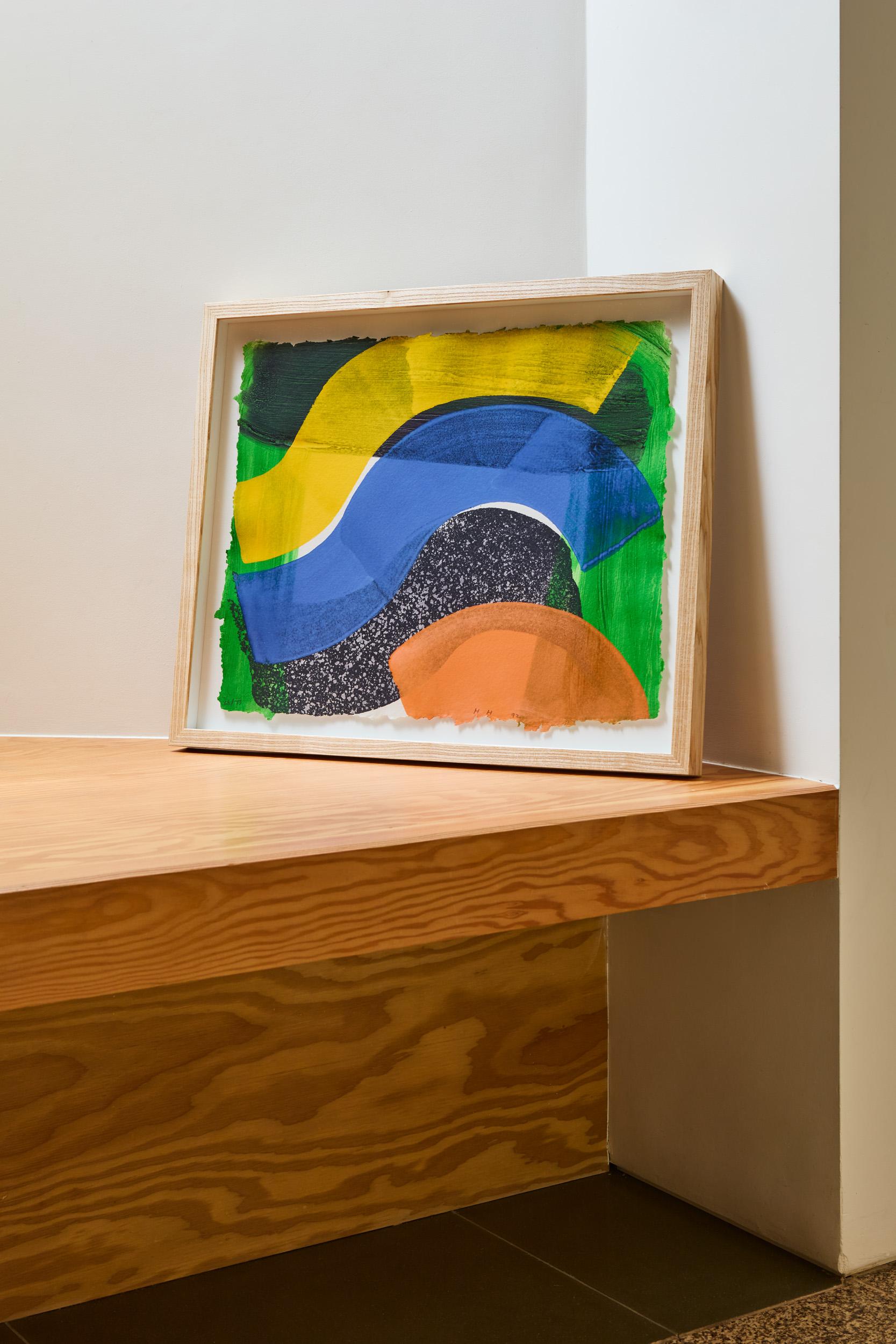Sacar más banderas -- Aguafuerte, Aguatinta, Grabado, Arte abstracto de Hodgkin - Abstract Print Beige de Howard Hodgkin