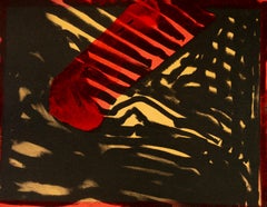 Red Eye by Howard Hodgkin Abstract black red and yellow print with painting