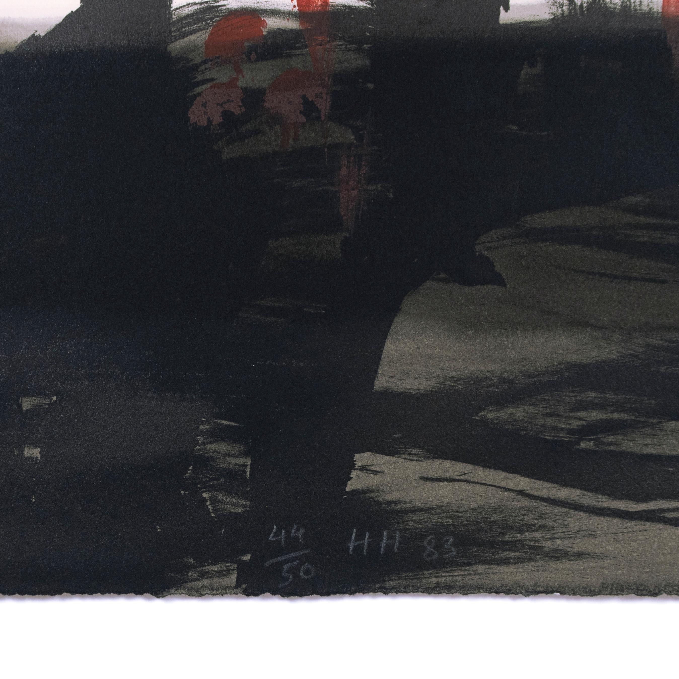 Sable Howard Hodgkin peinture abstraite sépia noir et blanc ton terre imprimé en vente 3