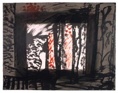 Sable Howard Hodgkin peinture abstraite sépia noir et blanc ton terre imprimé
