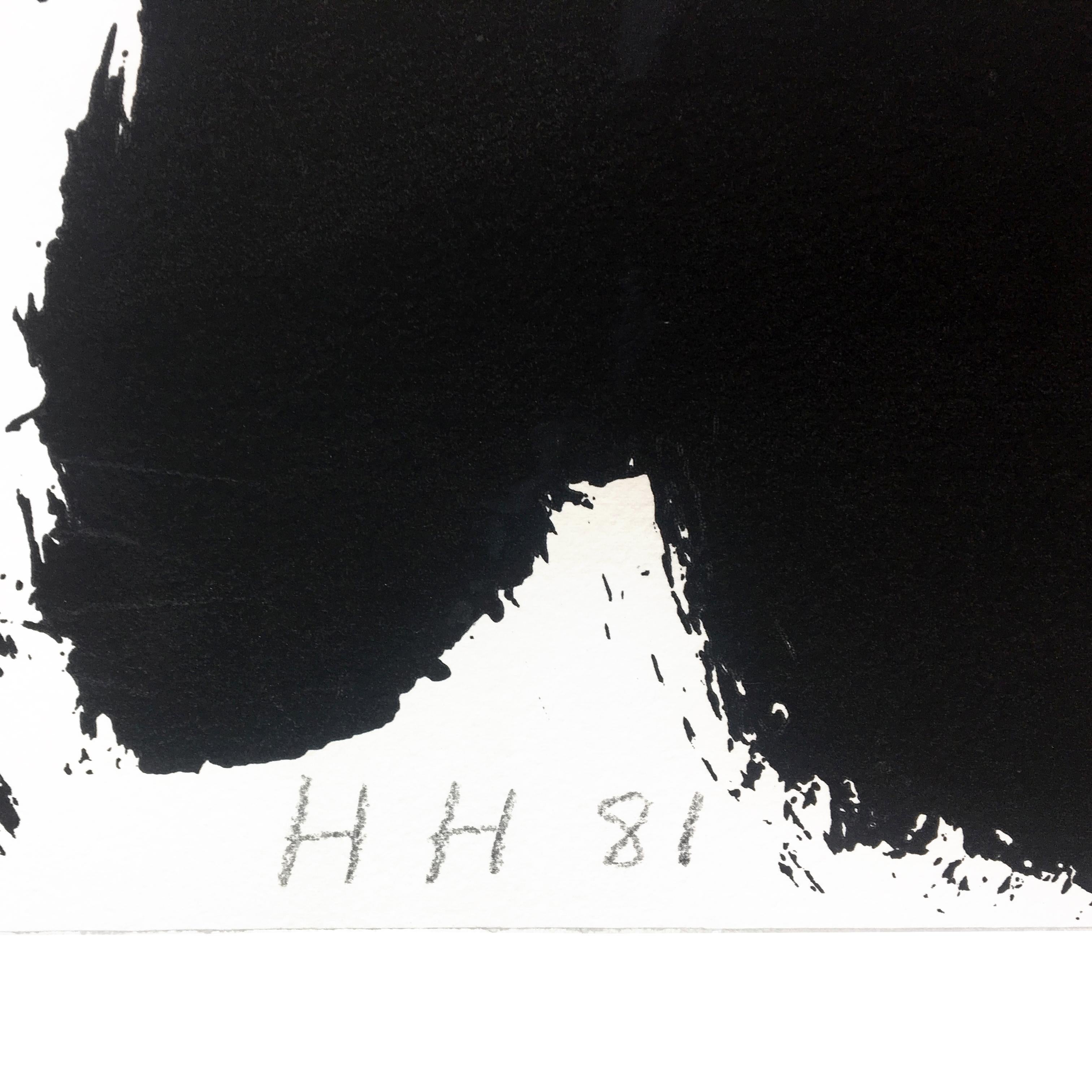 Souvenir: large scale black white and gray abstract interior scene  - Print by Howard Hodgkin