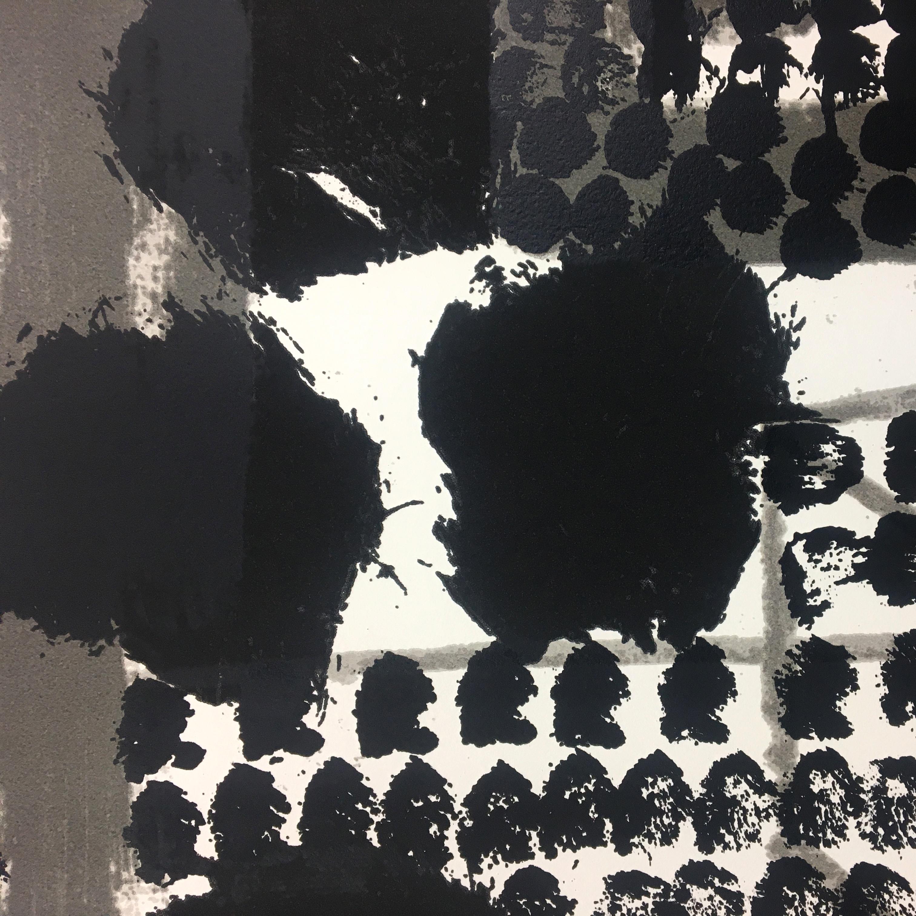 Souvenirs, Howard Hodgkin : scène d'intérieur abstraite à grande échelle grise et noire  en vente 7