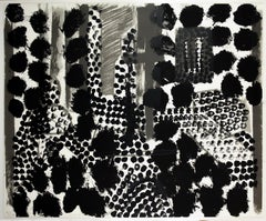 Souvenir, Howard Hodgkin: scena d'interni astratta in bianco, nero e grigio su grande formato