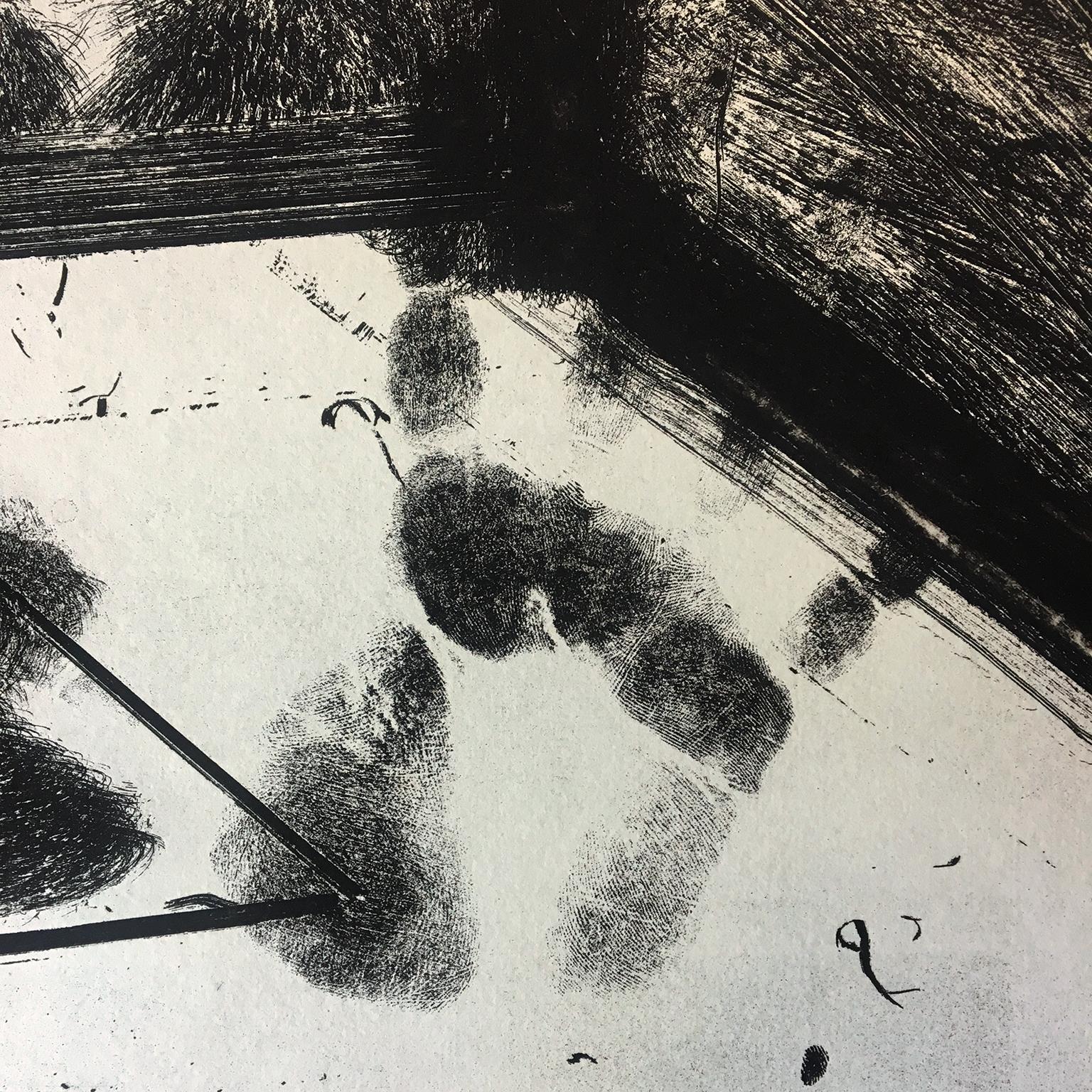 Pensando en voz alta en el Museo de Arte Moderno, Hodgkin, abstracto en blanco y negro - Interior Print Negro de Howard Hodgkin