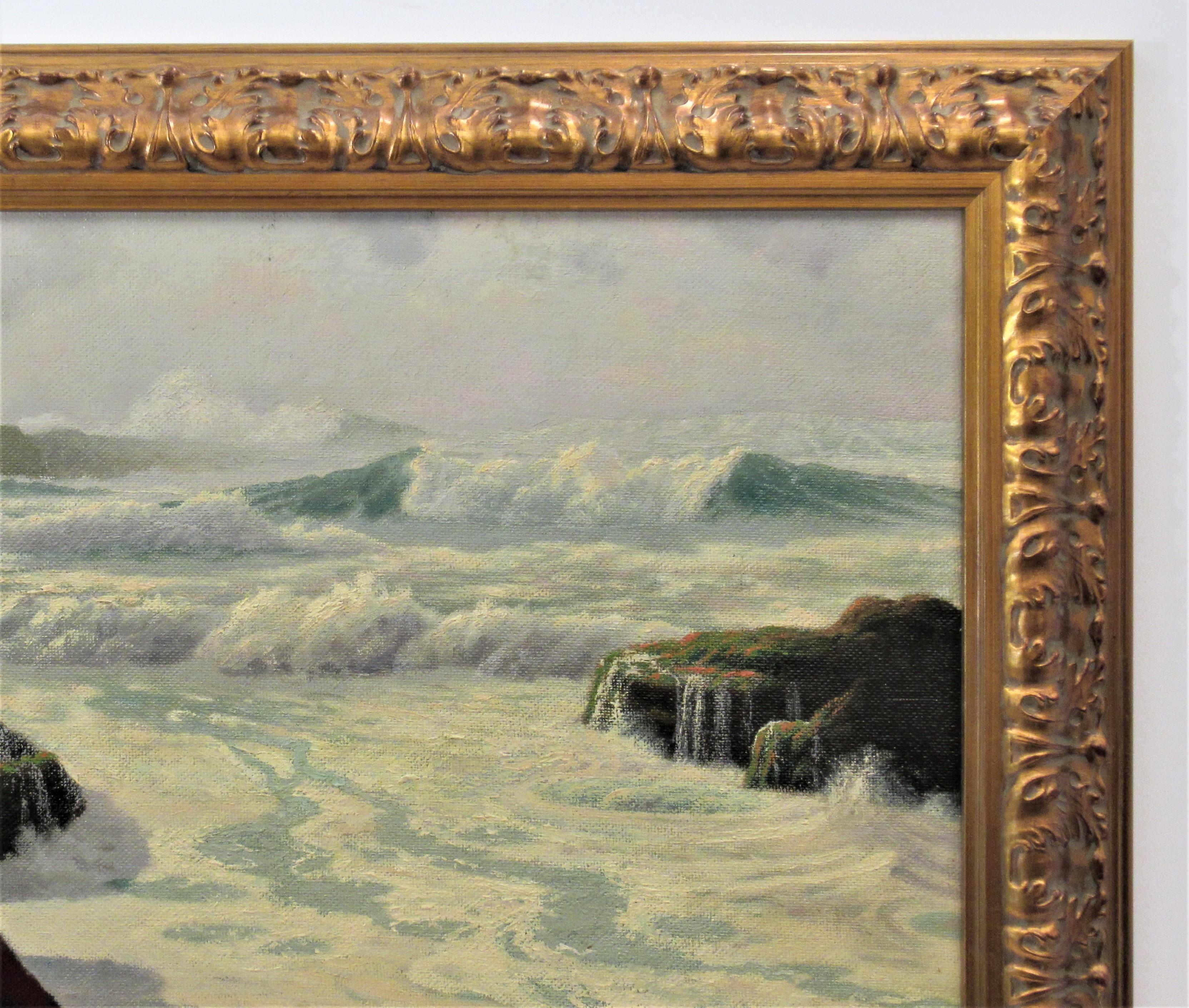 The Fog Rolls in Oregon Coast - American Impressionist Painting by Howard John Little