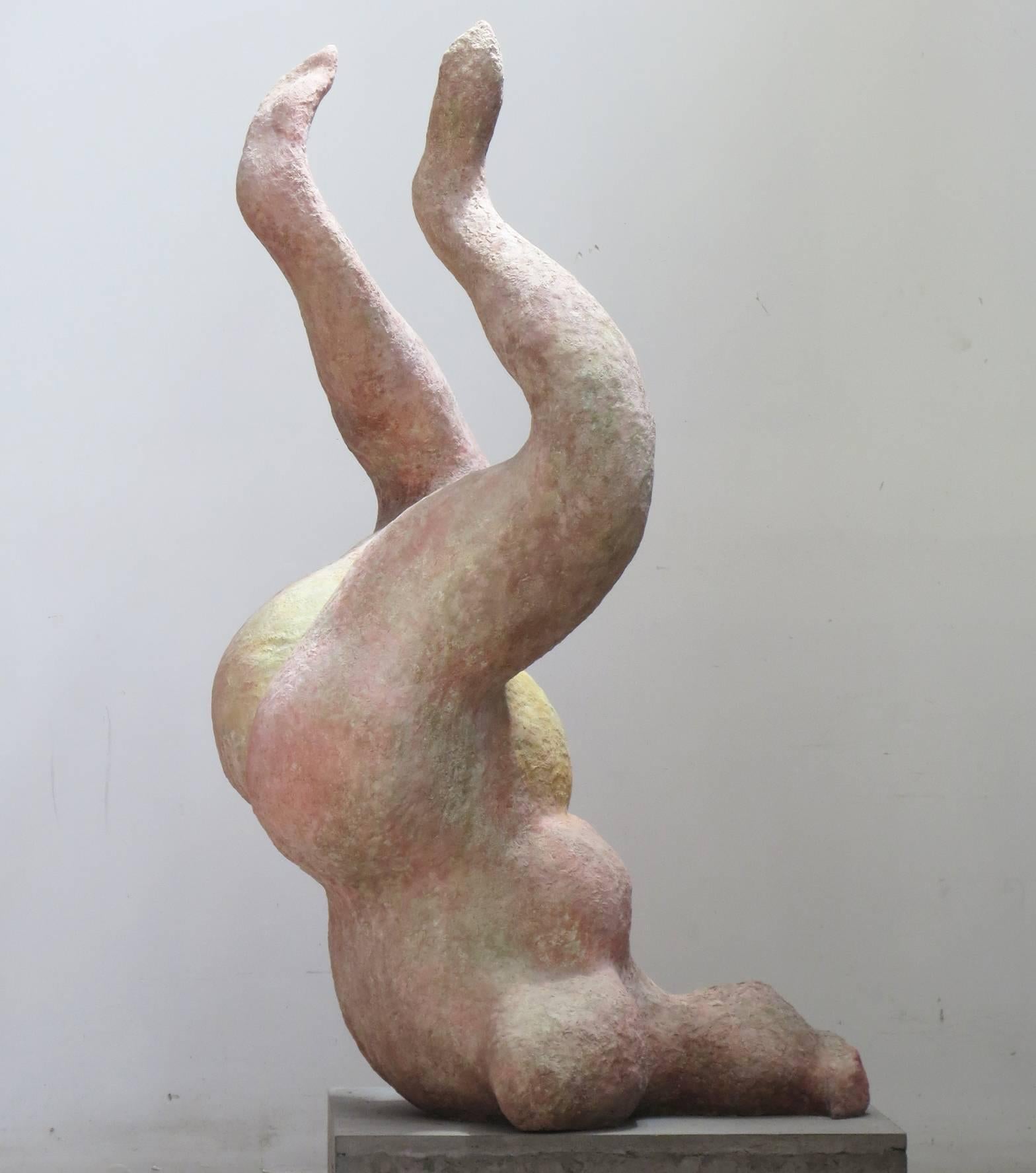Howard Kalish Abstract Sculpture - "Danae", mythological princess seduced by Zeus spirals in pale pinks and yellows