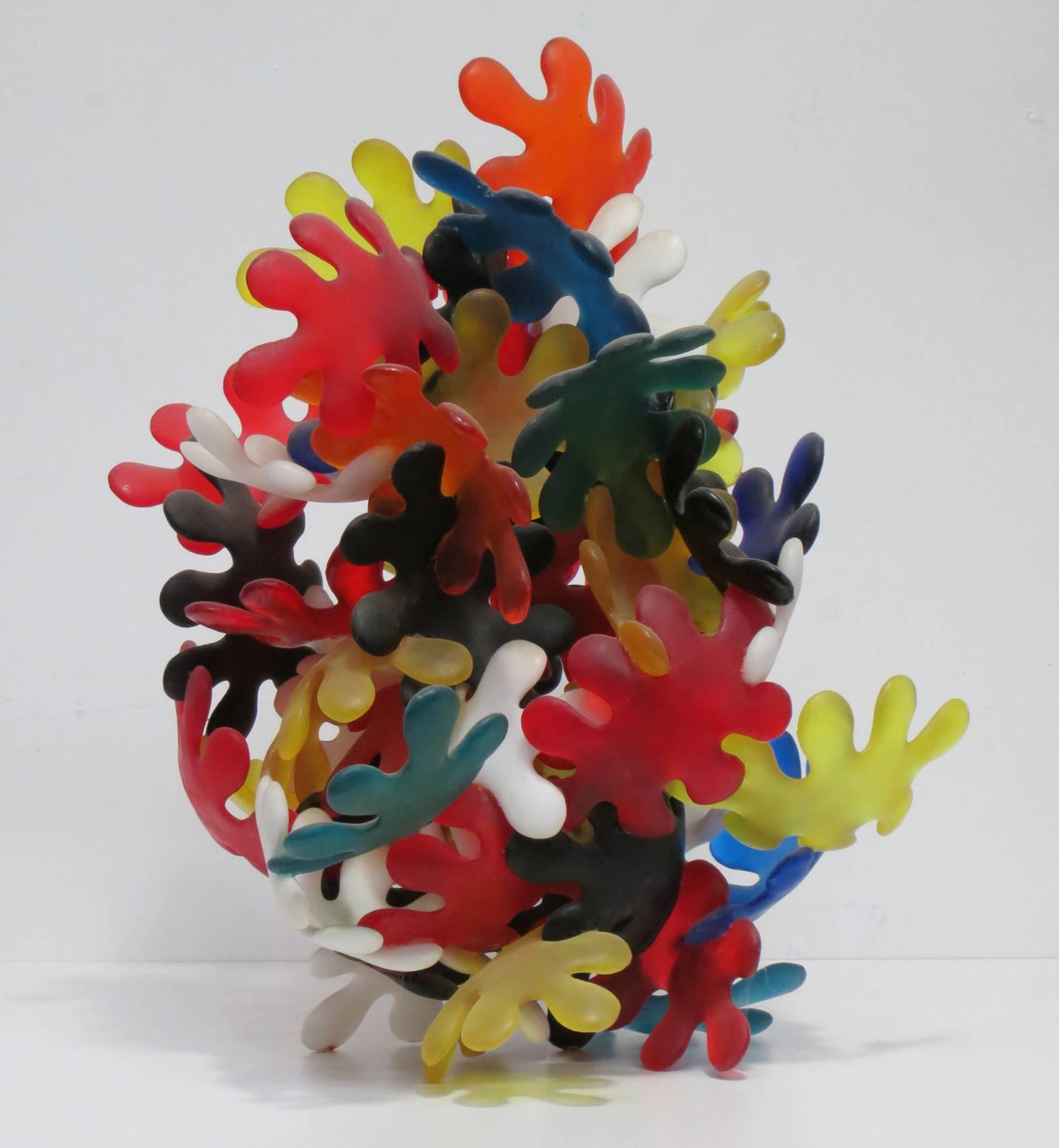 Howard Kalish Abstract Sculpture - "Inside 11" resembles  bouquet of playful leaf forms in yellow, red, blue, green