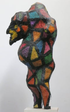 "Rigoletto", jester of the Verdi opera, in colorful diamond-patterned costume