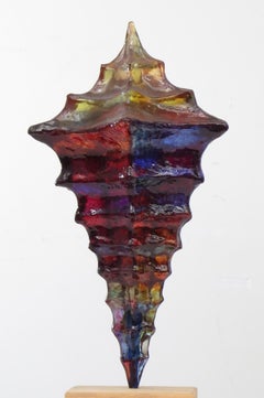 "Shell Dance 10 (Dark Lantern)", deep blues and reds glow from the interior
