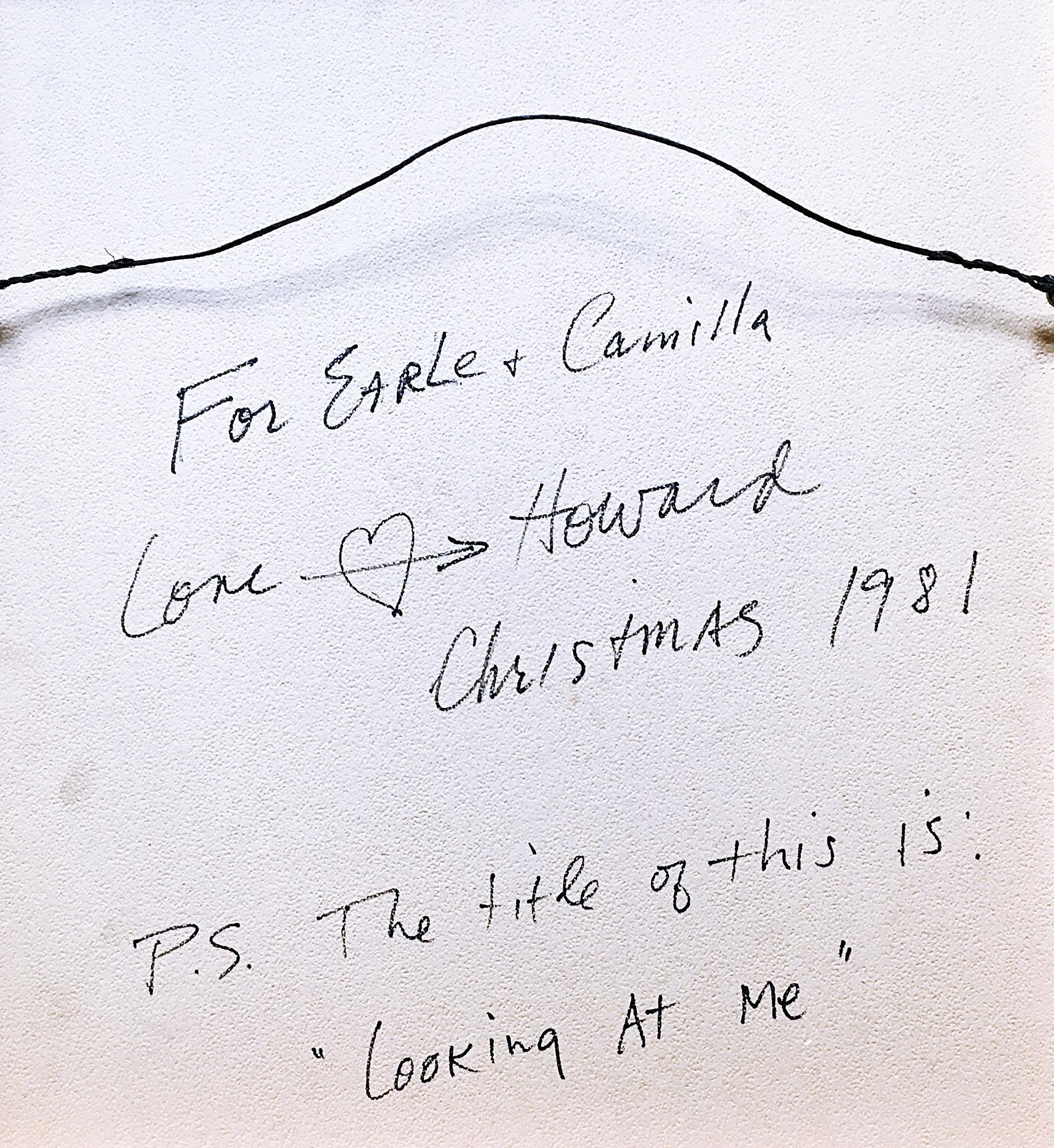 Looking at Me, photorealist art Signed twice with heart drawing and inscription - Beige Portrait Print by Howard Kanovitz