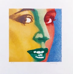 Looking at Me, photorealist art Signed twice with heart drawing and inscription