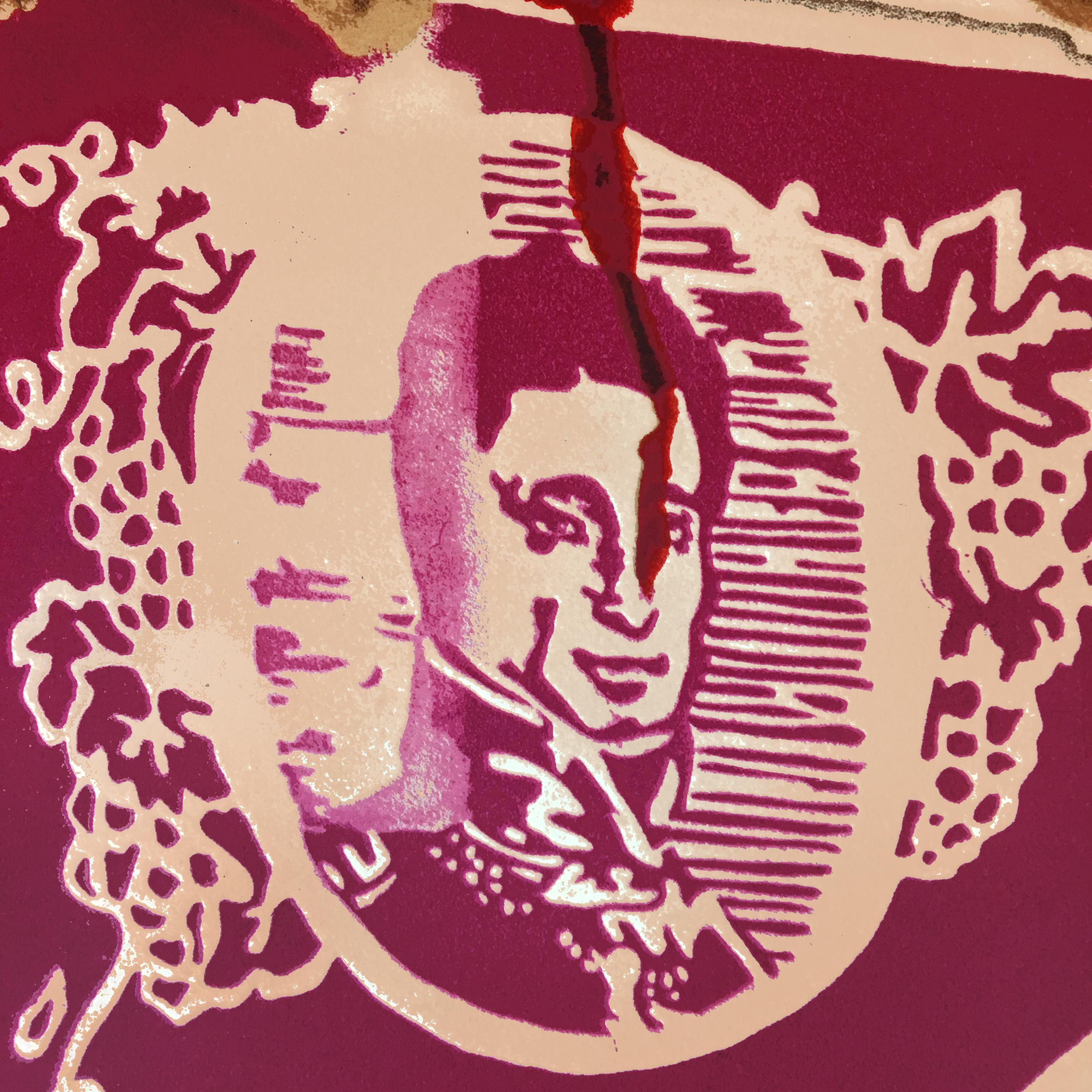 Kanovitz Andre champagne: natura morta vintage anni '70 in stile pop art con venature del legno in vendita 1