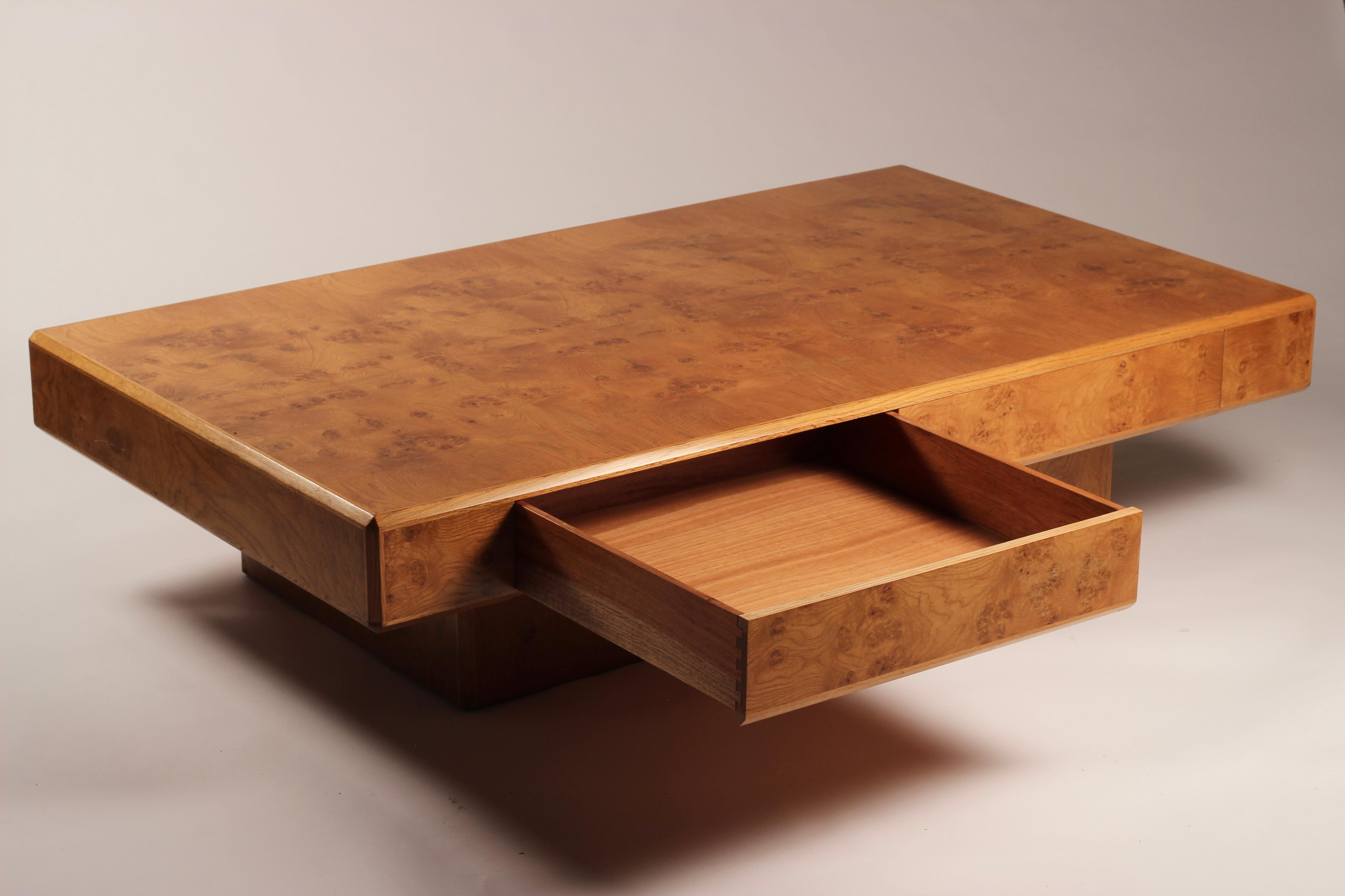 Howard Keith Ambassador Burl Walnut Coffee Table Designed by Ronnie Vaughan 4