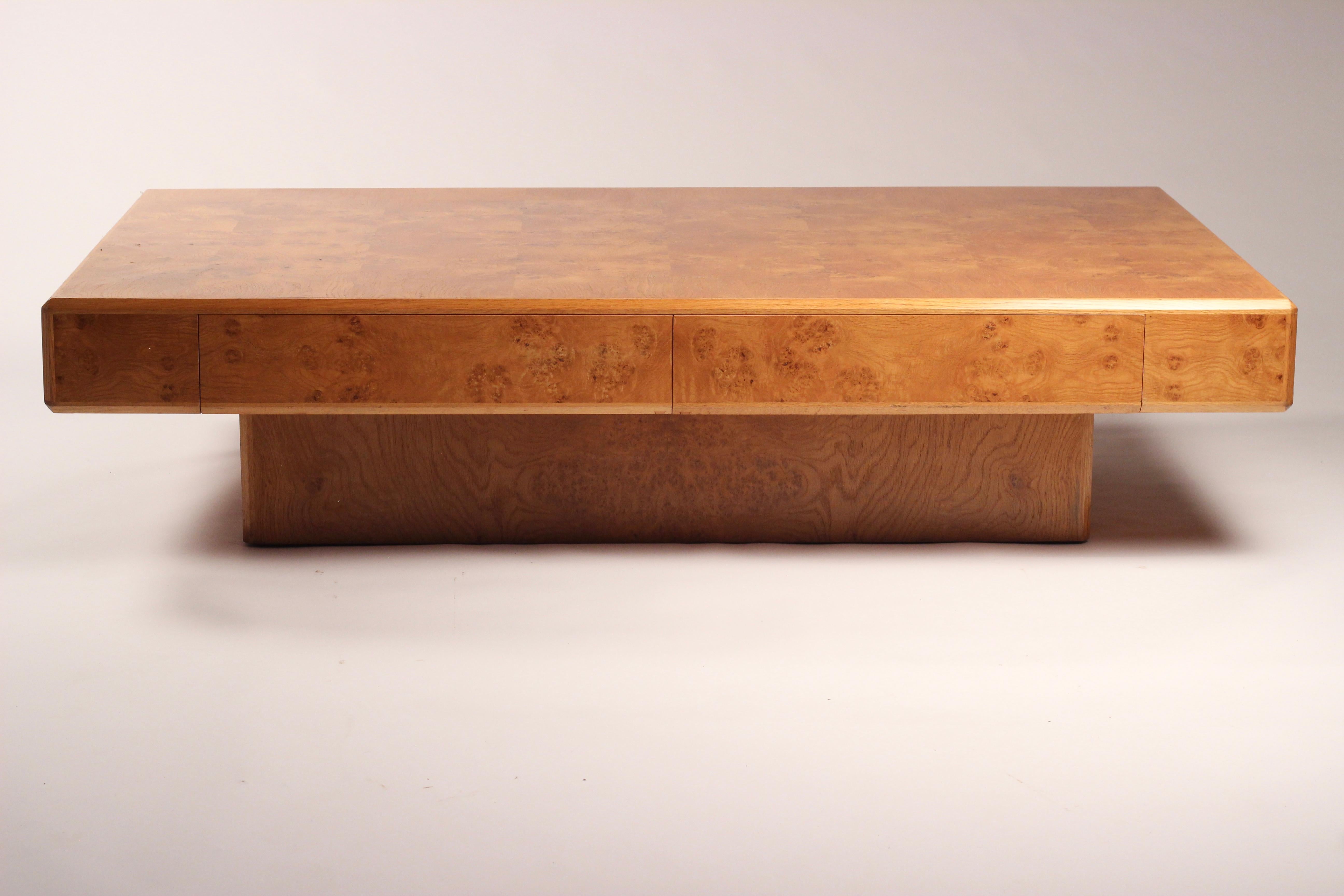 Howard Keith Ambassador Burl Walnut Coffee Table Designed by Ronnie Vaughan 7