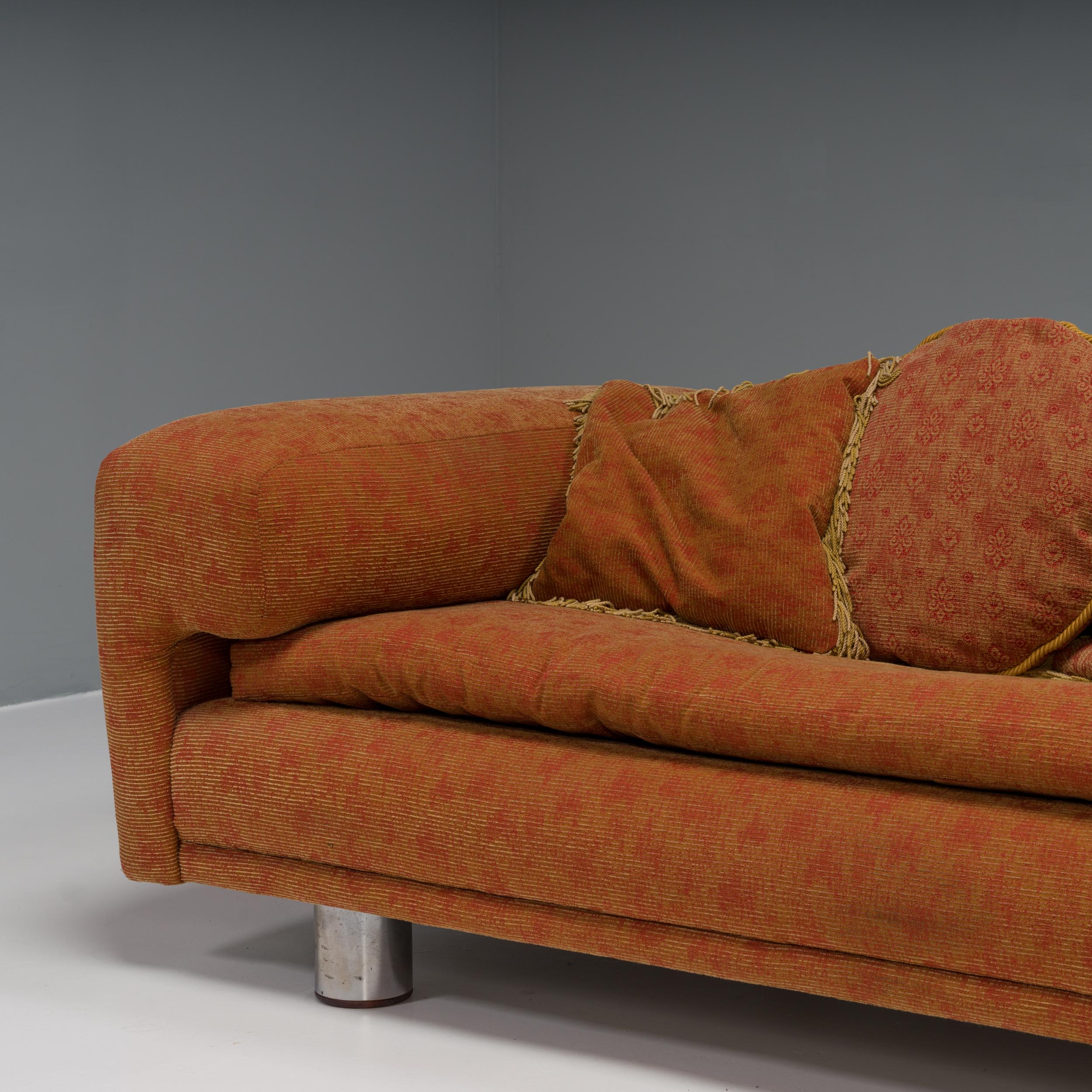 Howard Keith by John Home Orange Fabric Diplomat Sofa In Fair Condition In London, GB